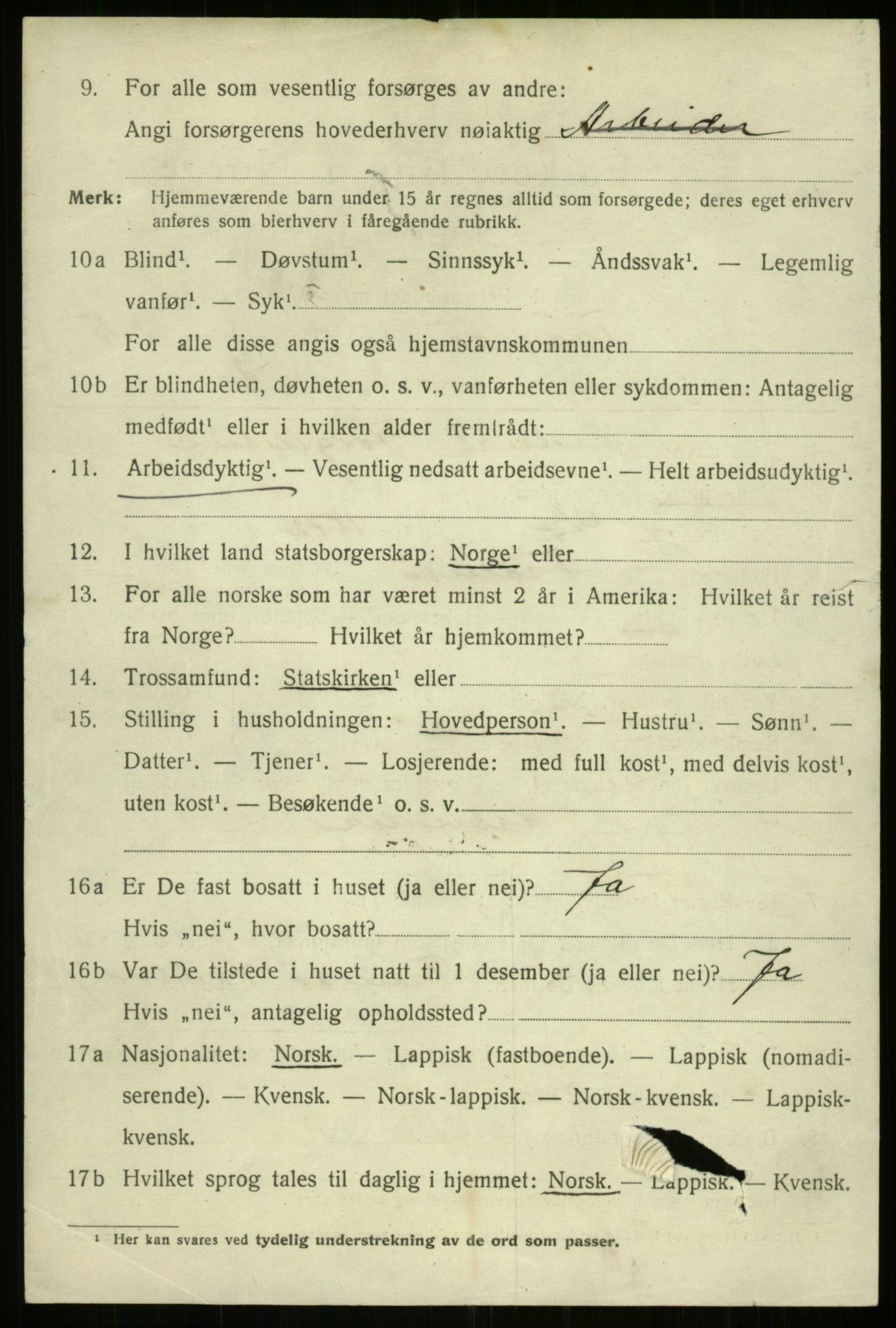 SATØ, 1920 census for Tromsø, 1920, p. 15070