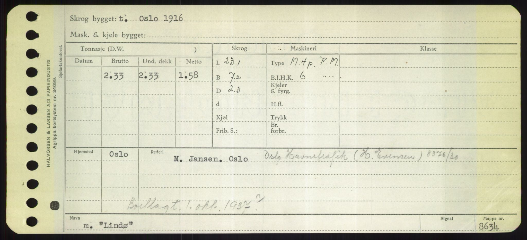 Sjøfartsdirektoratet med forløpere, Skipsmålingen, RA/S-1627/H/Hd/L0023: Fartøy, Lia-Løv, p. 149