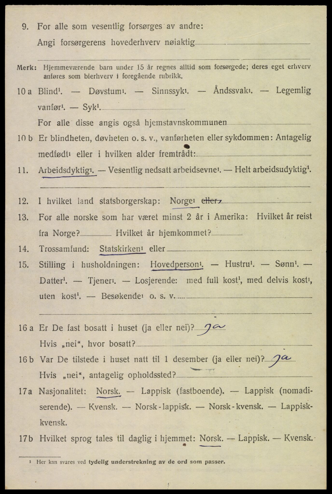 SAT, 1920 census for Dverberg, 1920, p. 5307