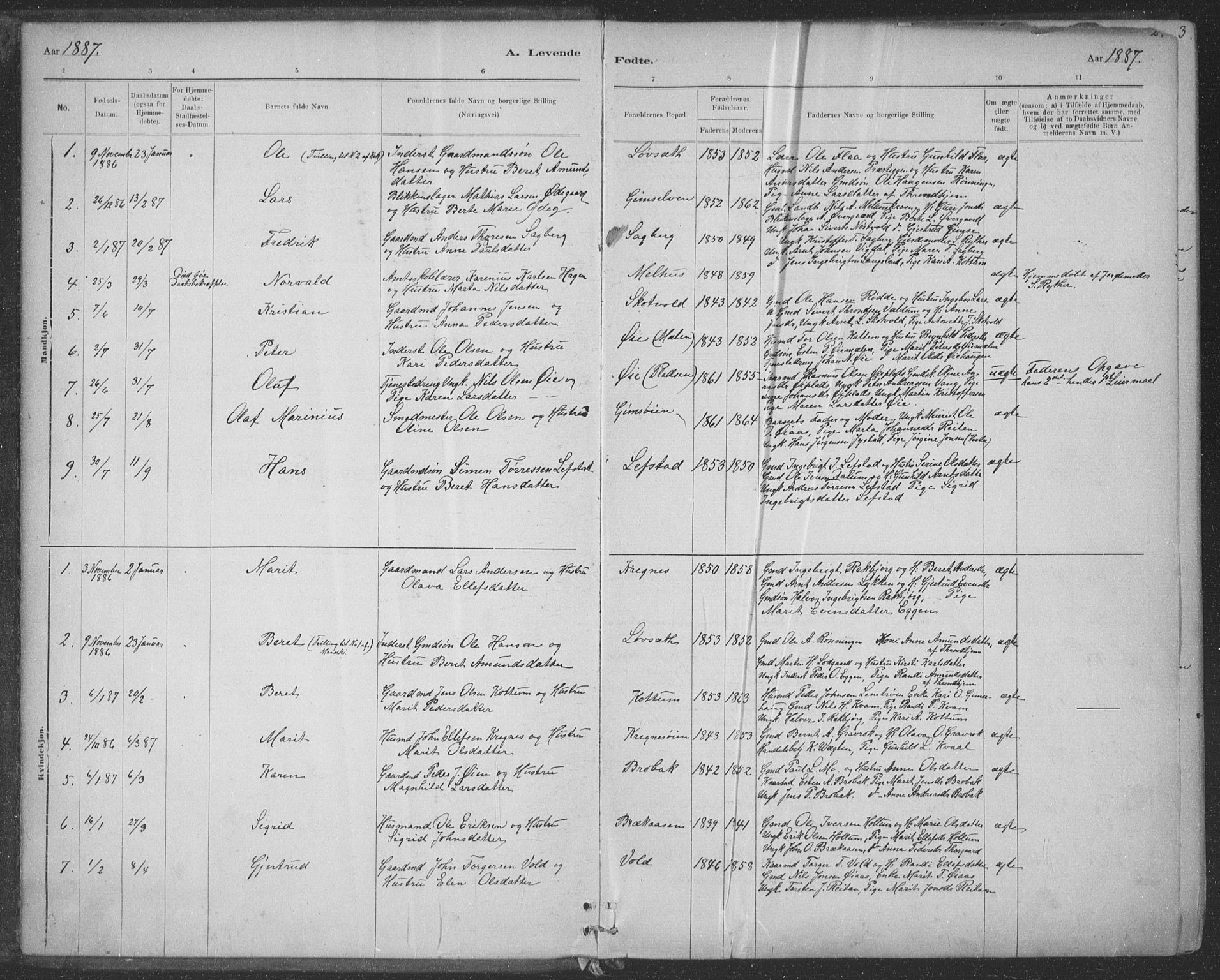 Ministerialprotokoller, klokkerbøker og fødselsregistre - Sør-Trøndelag, SAT/A-1456/691/L1085: Parish register (official) no. 691A17, 1887-1908, p. 2
