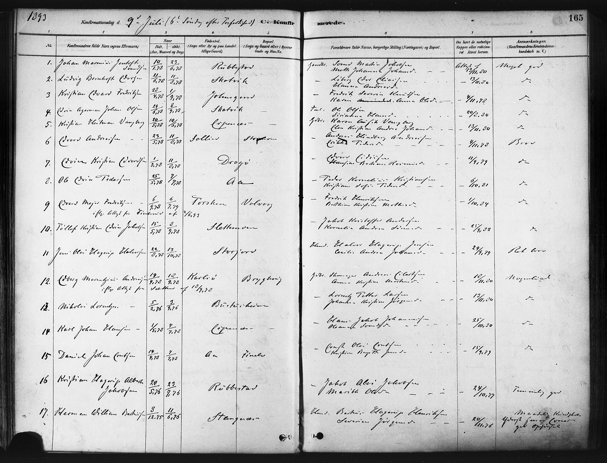 Tranøy sokneprestkontor, SATØ/S-1313/I/Ia/Iaa/L0009kirke: Parish register (official) no. 9, 1878-1904, p. 165