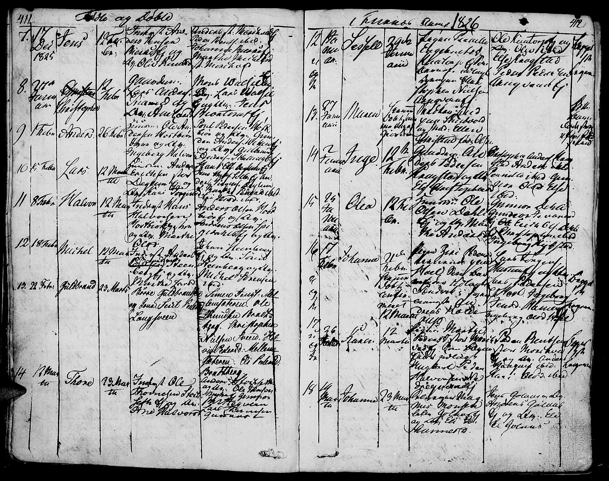 Vang prestekontor, Hedmark, AV/SAH-PREST-008/H/Ha/Haa/L0006: Parish register (official) no. 6 /2, 1810-1827, p. 411-412