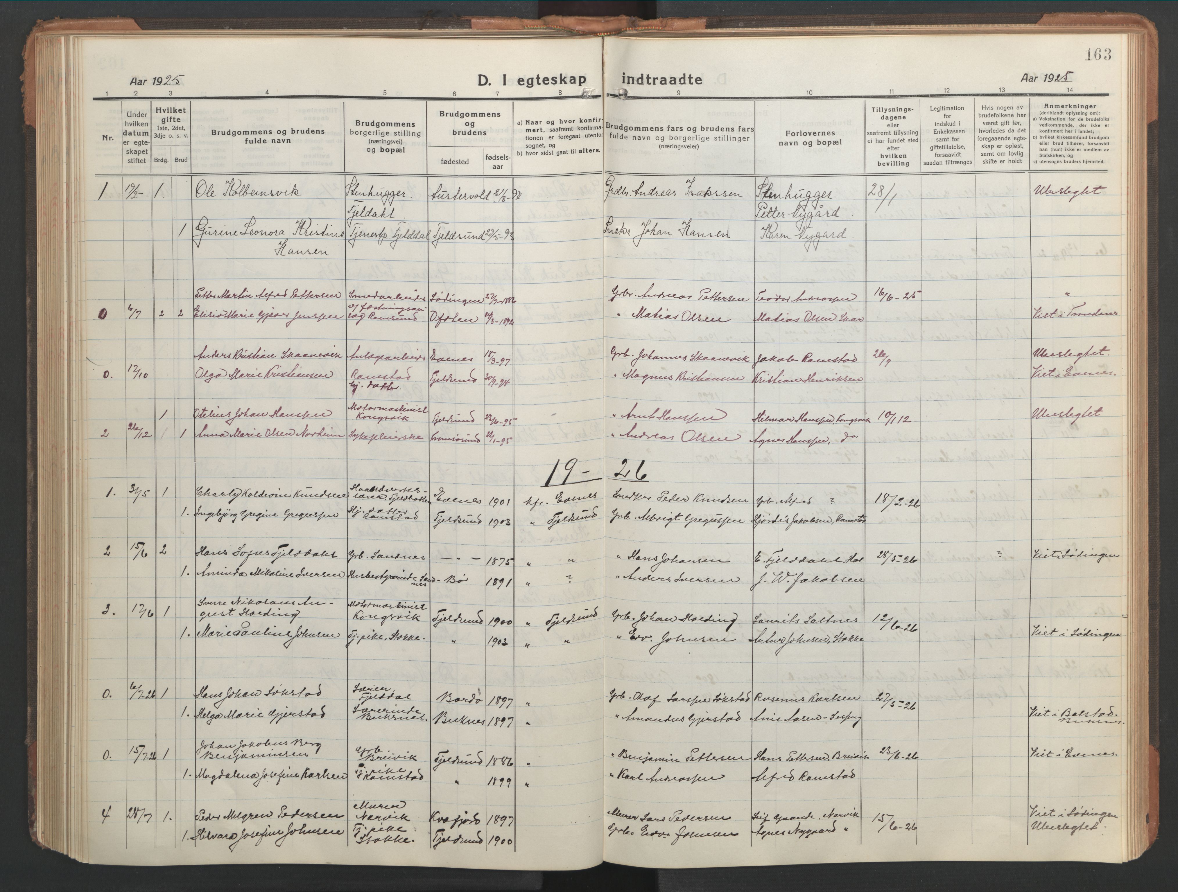 Ministerialprotokoller, klokkerbøker og fødselsregistre - Nordland, AV/SAT-A-1459/865/L0933: Parish register (copy) no. 865C05, 1917-1947, p. 163