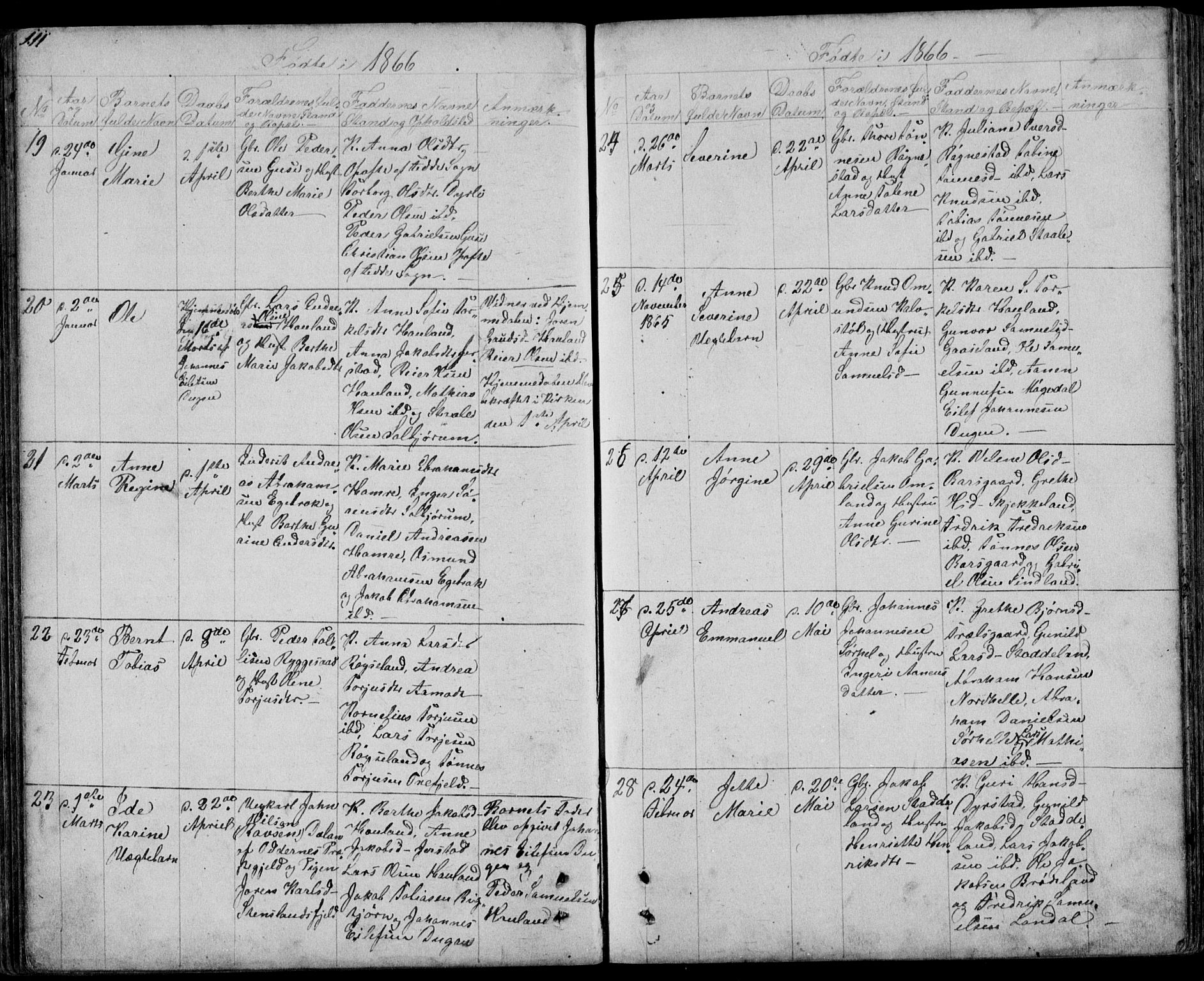 Kvinesdal sokneprestkontor, AV/SAK-1111-0026/F/Fb/Fbb/L0001: Parish register (copy) no. B 1, 1852-1872, p. 111