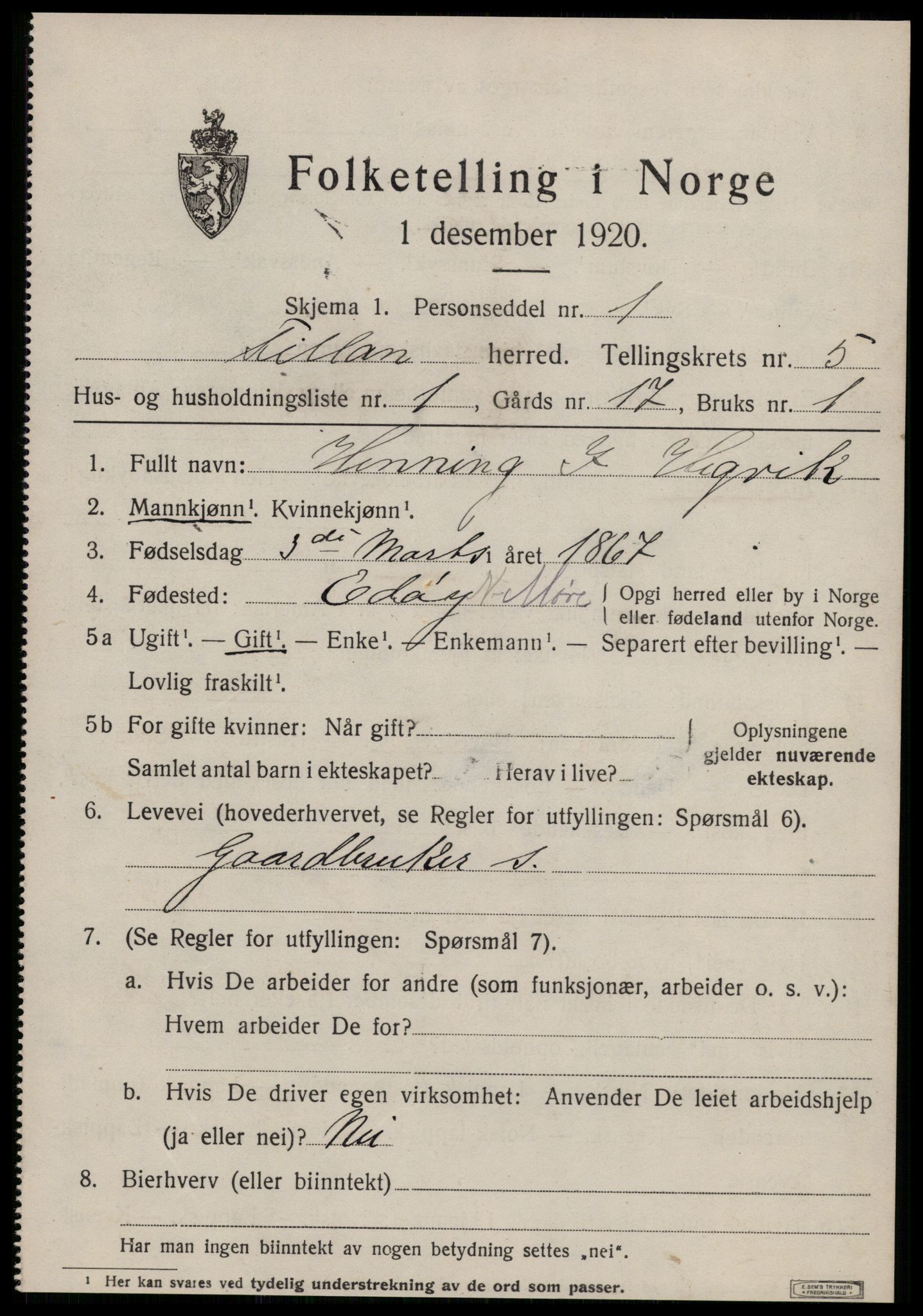 SAT, 1920 census for Fillan, 1920, p. 2344