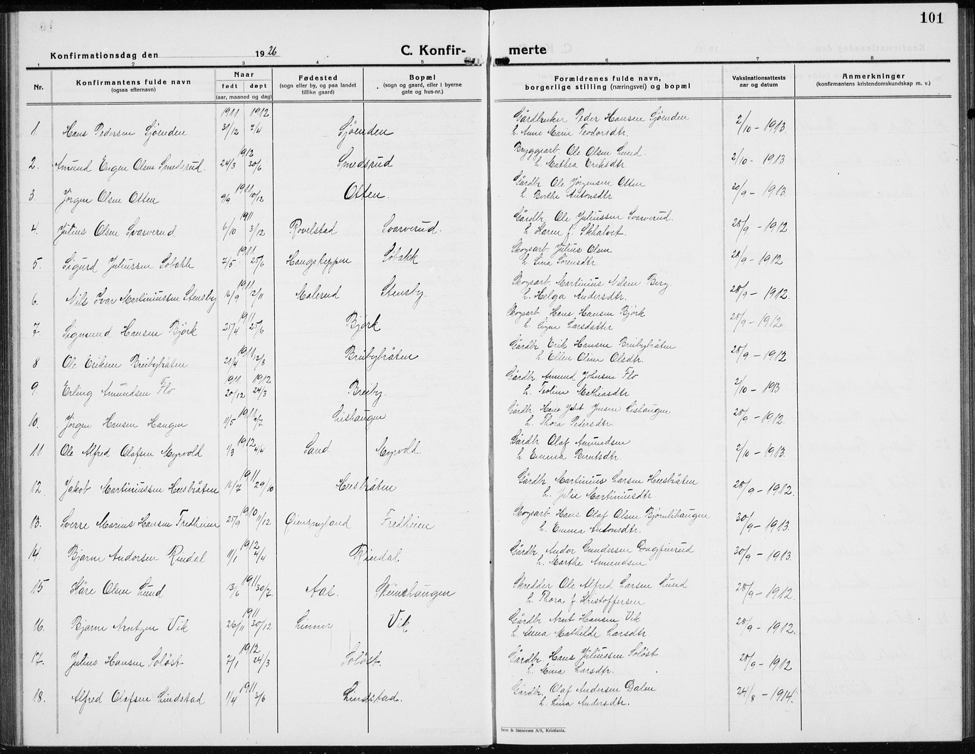 Nord-Odal prestekontor, AV/SAH-PREST-032/H/Ha/Hab/L0005: Parish register (copy) no. 5, 1924-1938, p. 101