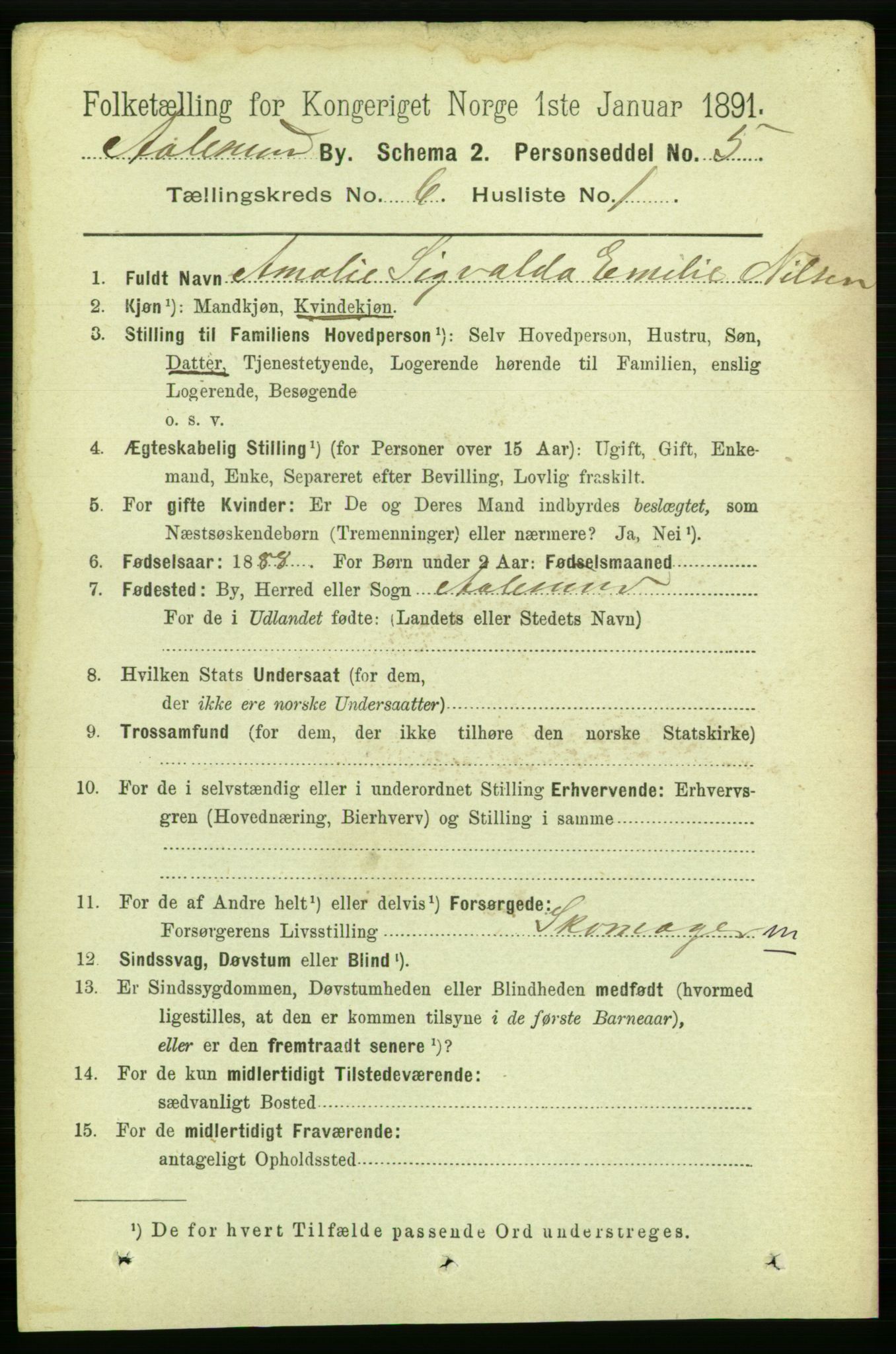 RA, 1891 census for 1501 Ålesund, 1891, p. 4353