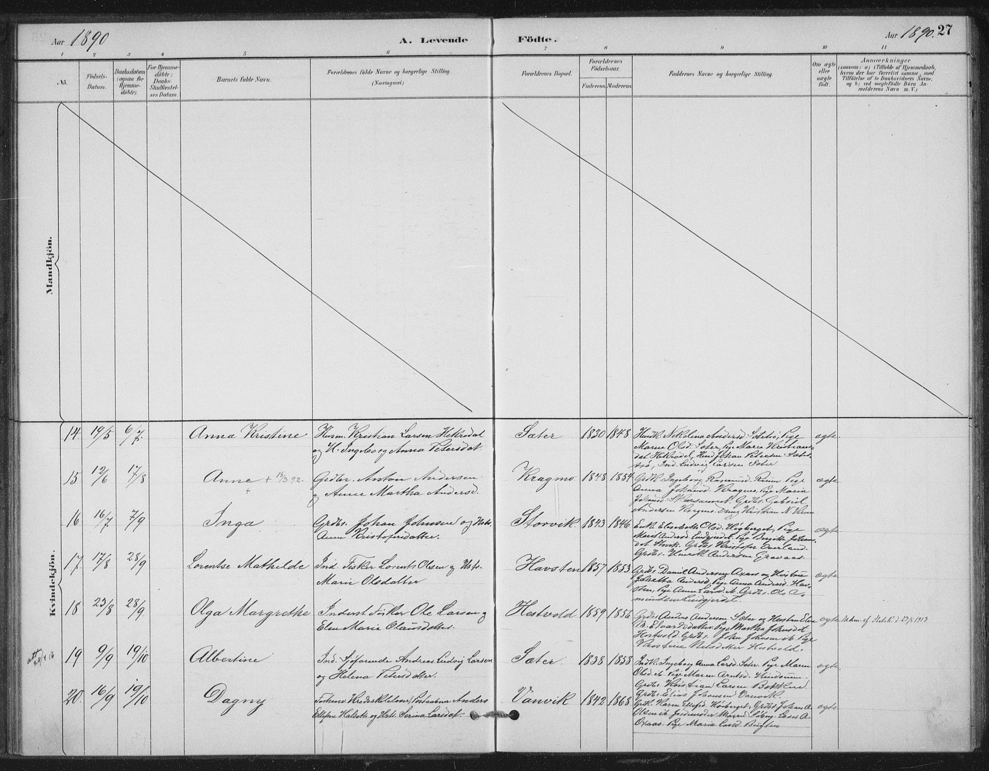 Ministerialprotokoller, klokkerbøker og fødselsregistre - Nord-Trøndelag, AV/SAT-A-1458/702/L0023: Parish register (official) no. 702A01, 1883-1897, p. 27