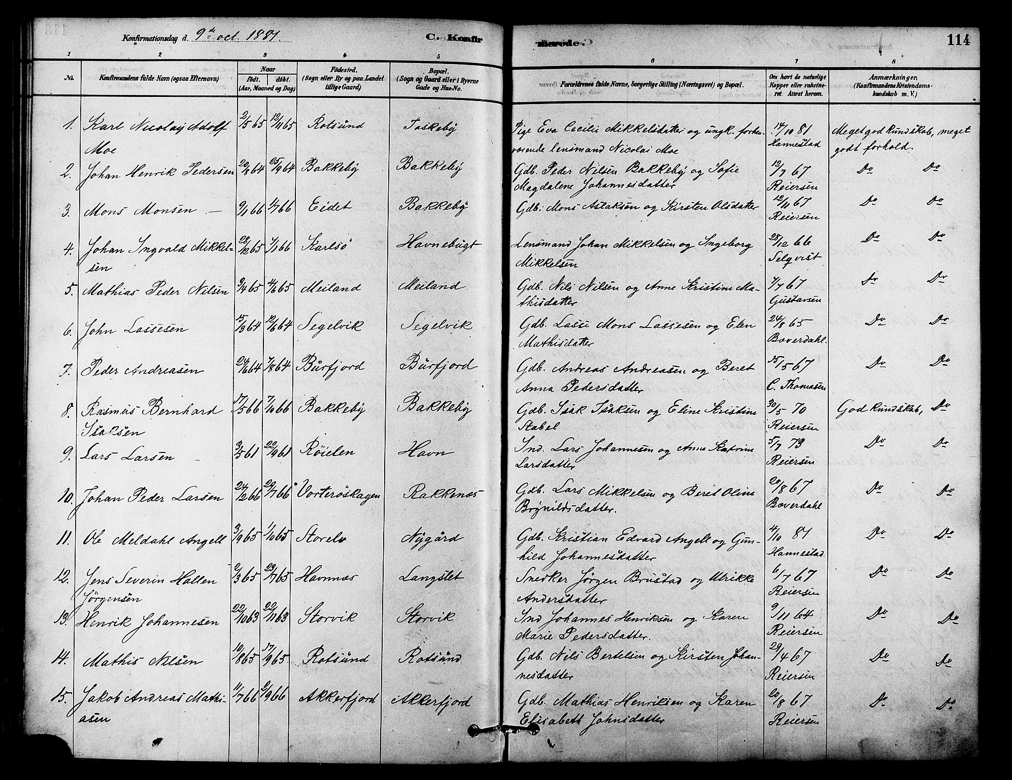 Skjervøy sokneprestkontor, AV/SATØ-S-1300/H/Ha/Haa/L0009kirke: Parish register (official) no. 9, 1878-1887, p. 114