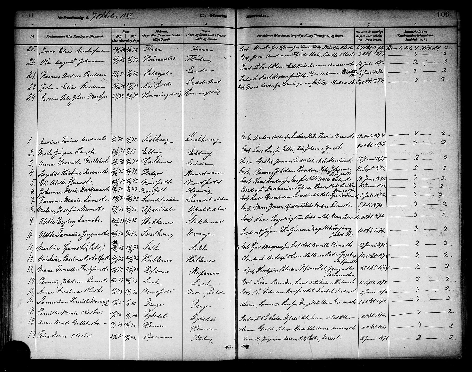 Selje sokneprestembete, AV/SAB-A-99938/H/Ha/Haa/Haab: Parish register (official) no. B 1, 1881-1890, p. 106