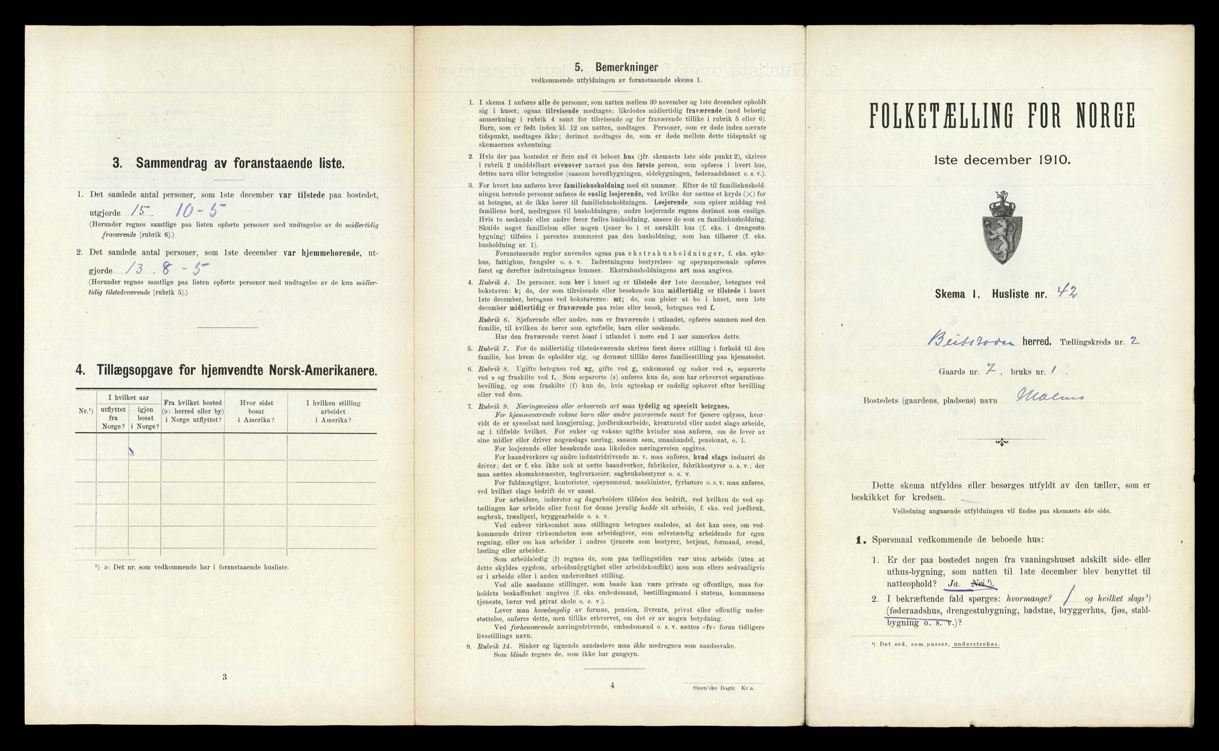 RA, 1910 census for Beitstad, 1910, p. 201