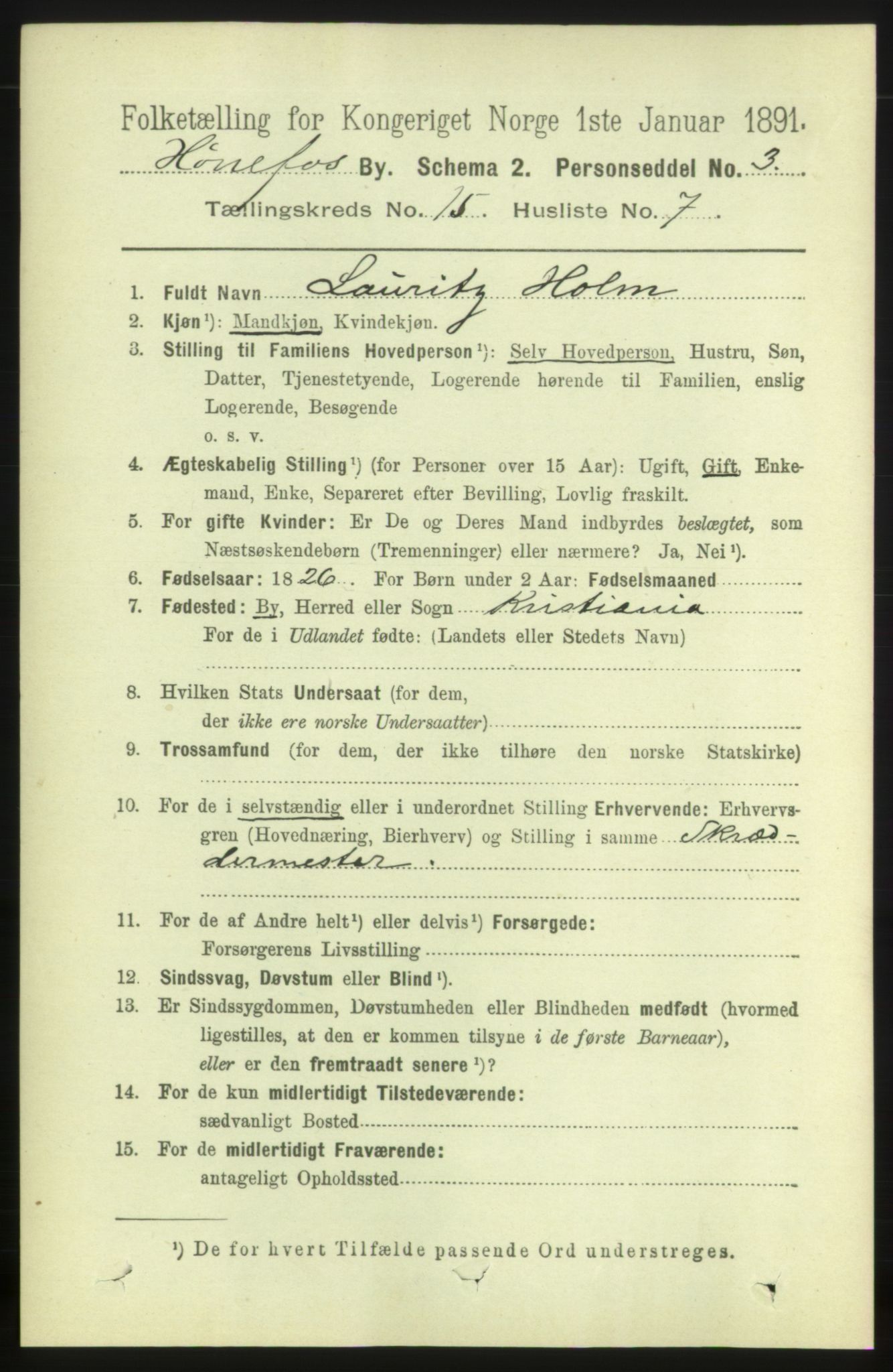 RA, 1891 census for 0601 Hønefoss, 1891, p. 1779