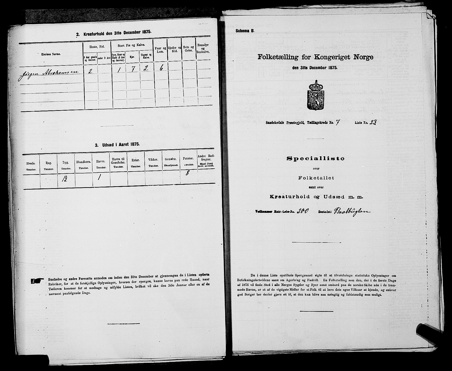 SAKO, 1875 census for 0816P Sannidal, 1875, p. 591