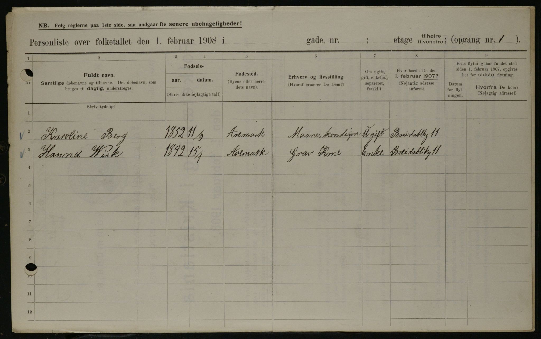 OBA, Municipal Census 1908 for Kristiania, 1908, p. 7890