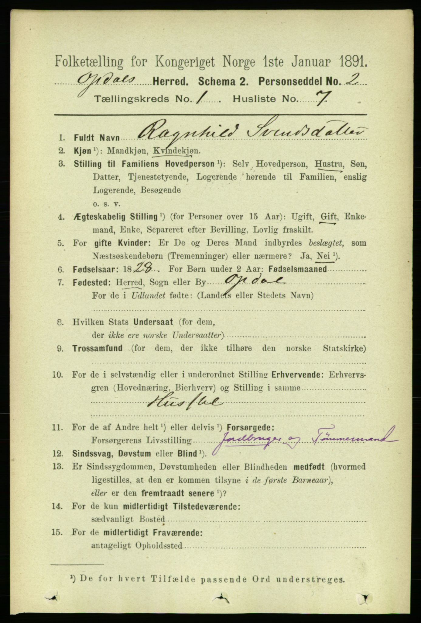 RA, 1891 census for 1634 Oppdal, 1891, p. 137