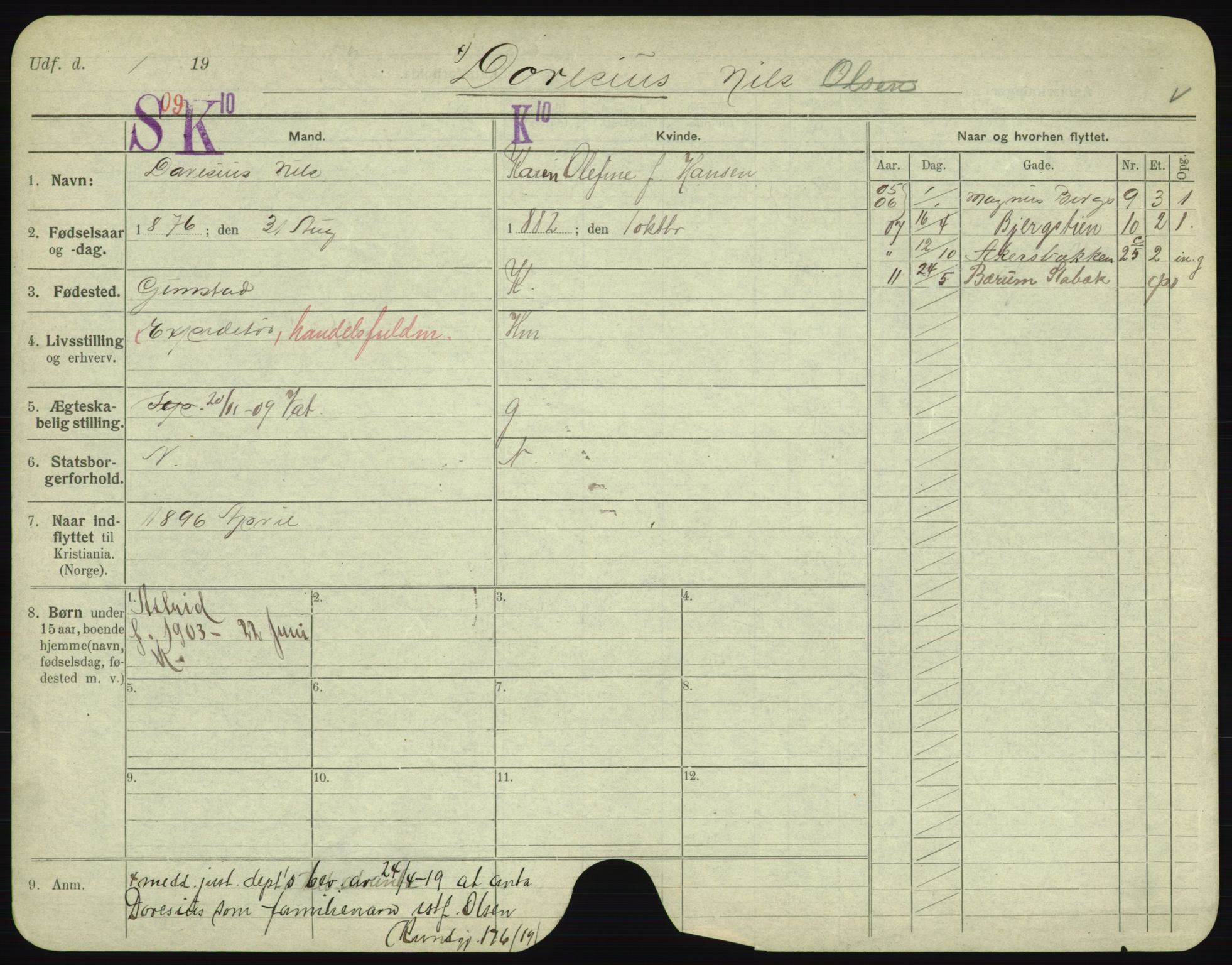 Oslo folkeregister, Registerkort, AV/SAO-A-11715/F/Fa/Fac/L0002: Menn, 1906-1914, p. 661a