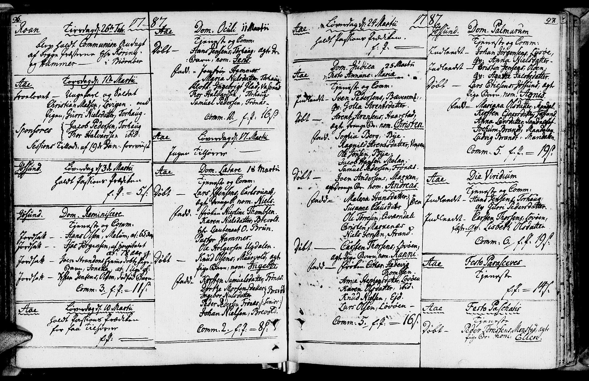 Ministerialprotokoller, klokkerbøker og fødselsregistre - Sør-Trøndelag, SAT/A-1456/655/L0673: Parish register (official) no. 655A02, 1780-1801, p. 96-97
