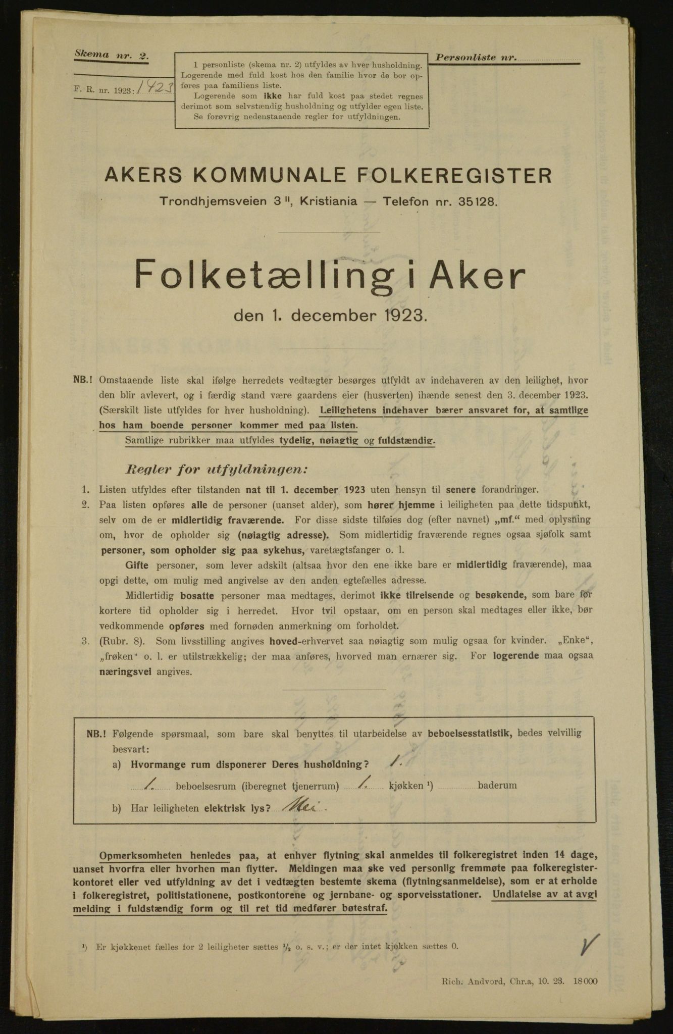 , Municipal Census 1923 for Aker, 1923, p. 31339