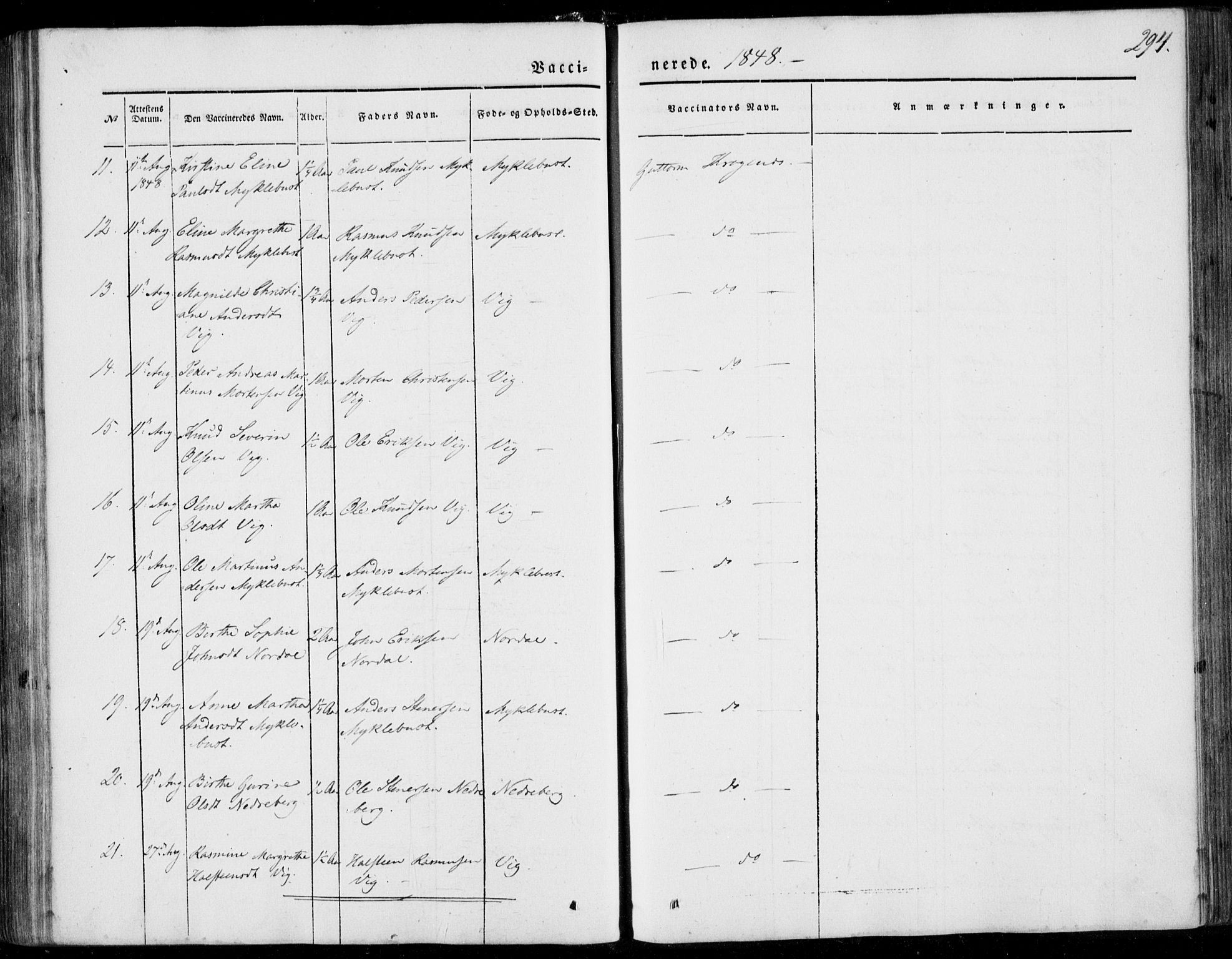 Ministerialprotokoller, klokkerbøker og fødselsregistre - Møre og Romsdal, AV/SAT-A-1454/502/L0023: Parish register (official) no. 502A01, 1844-1873, p. 294