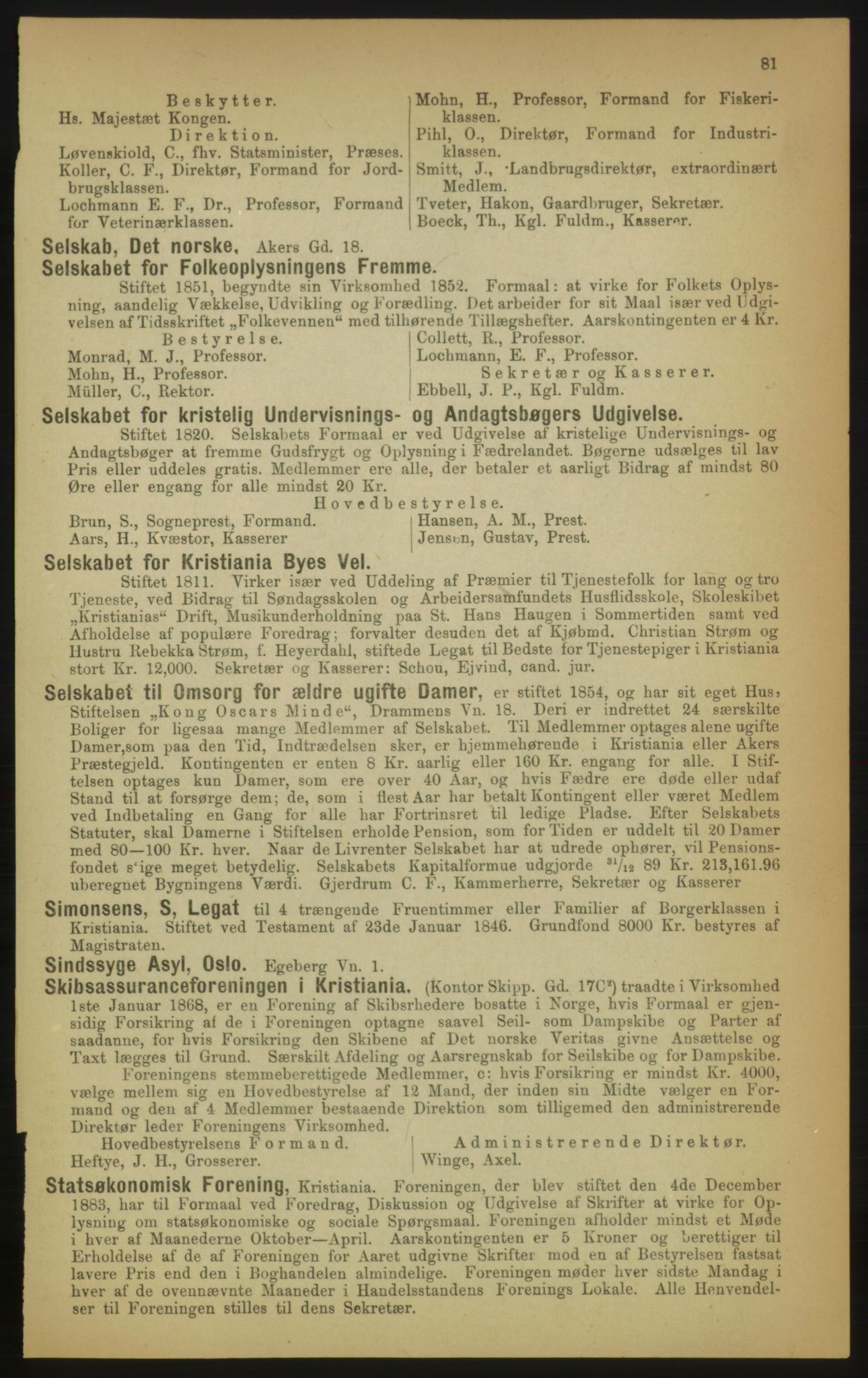 Kristiania/Oslo adressebok, PUBL/-, 1891, p. 81