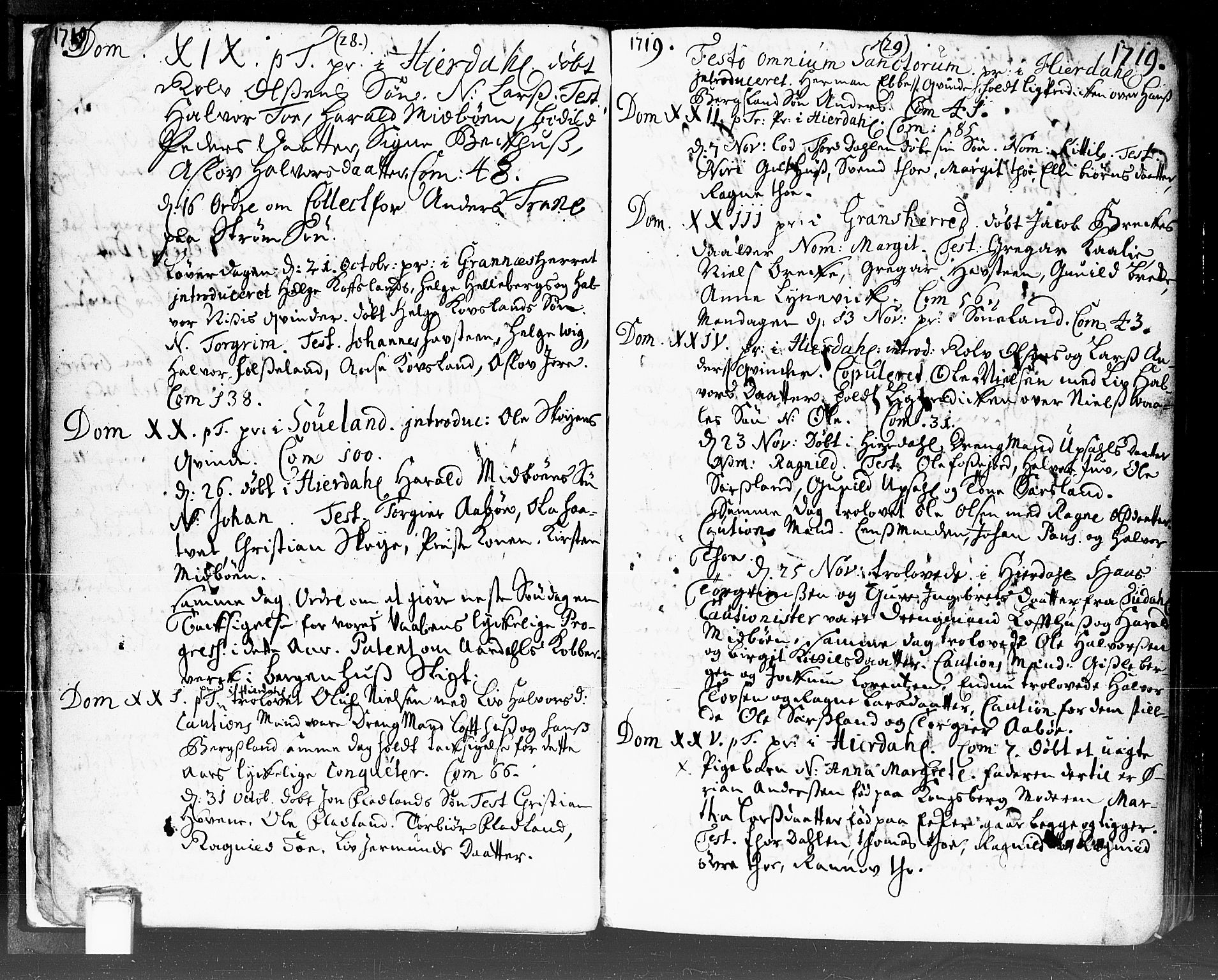 Hjartdal kirkebøker, SAKO/A-270/F/Fa/L0002: Parish register (official) no. I 2, 1716-1754, p. 28-29