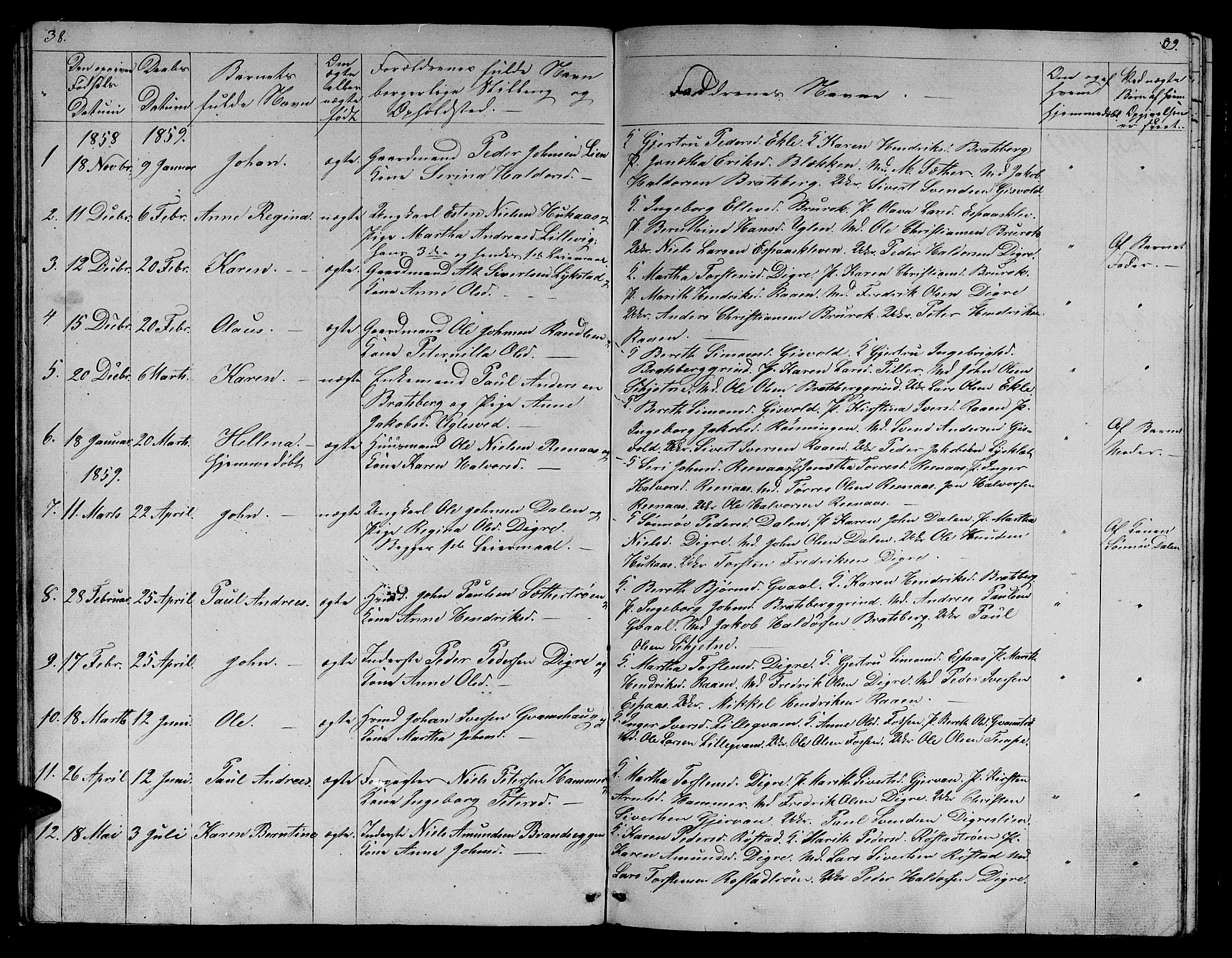 Ministerialprotokoller, klokkerbøker og fødselsregistre - Sør-Trøndelag, SAT/A-1456/608/L0339: Parish register (copy) no. 608C05, 1844-1863, p. 38-39