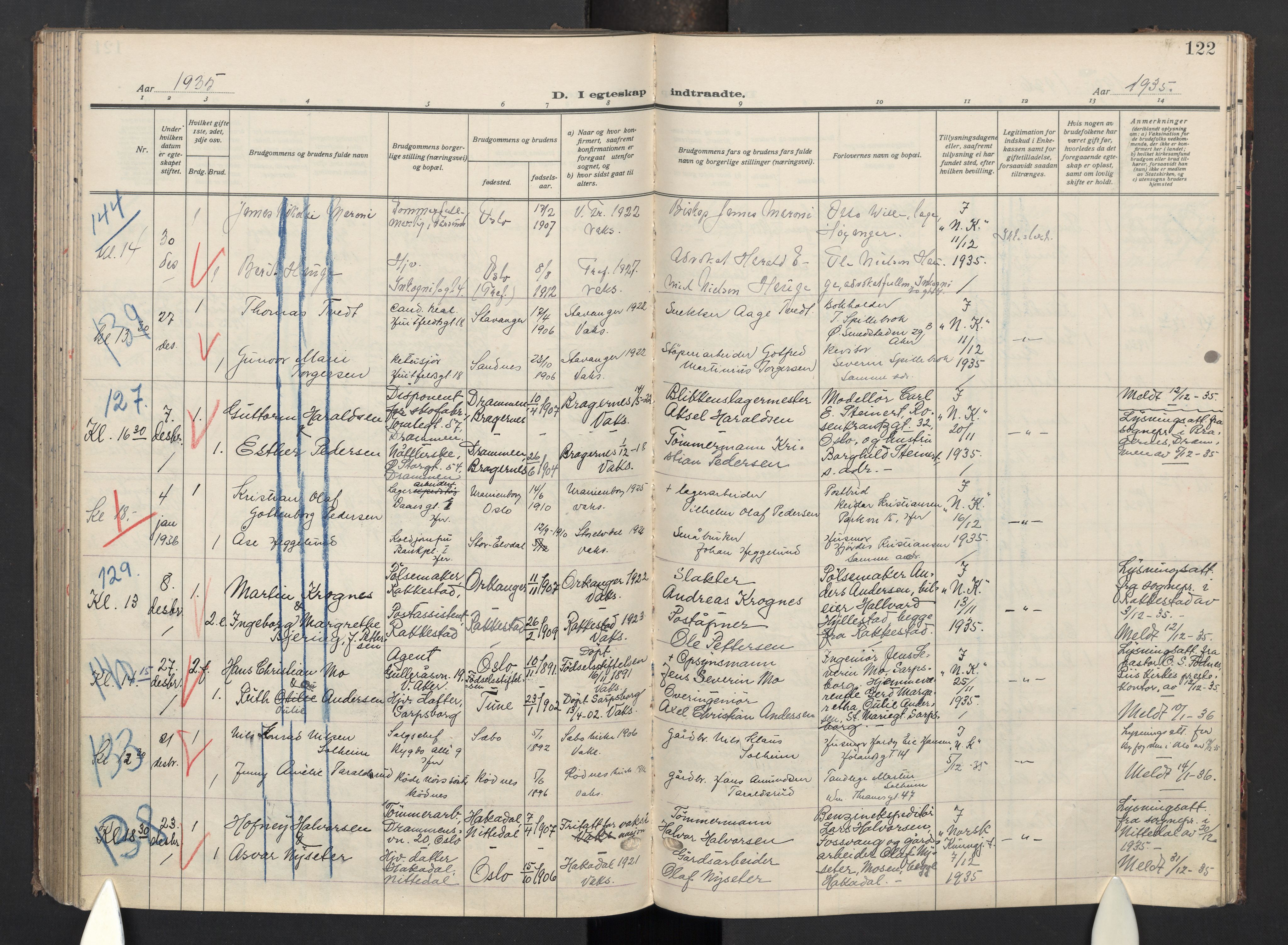 Oslo domkirke Kirkebøker, AV/SAO-A-10752/G/Ga/L0006: Parish register (copy) no. 6, 1930-1937, p. 122