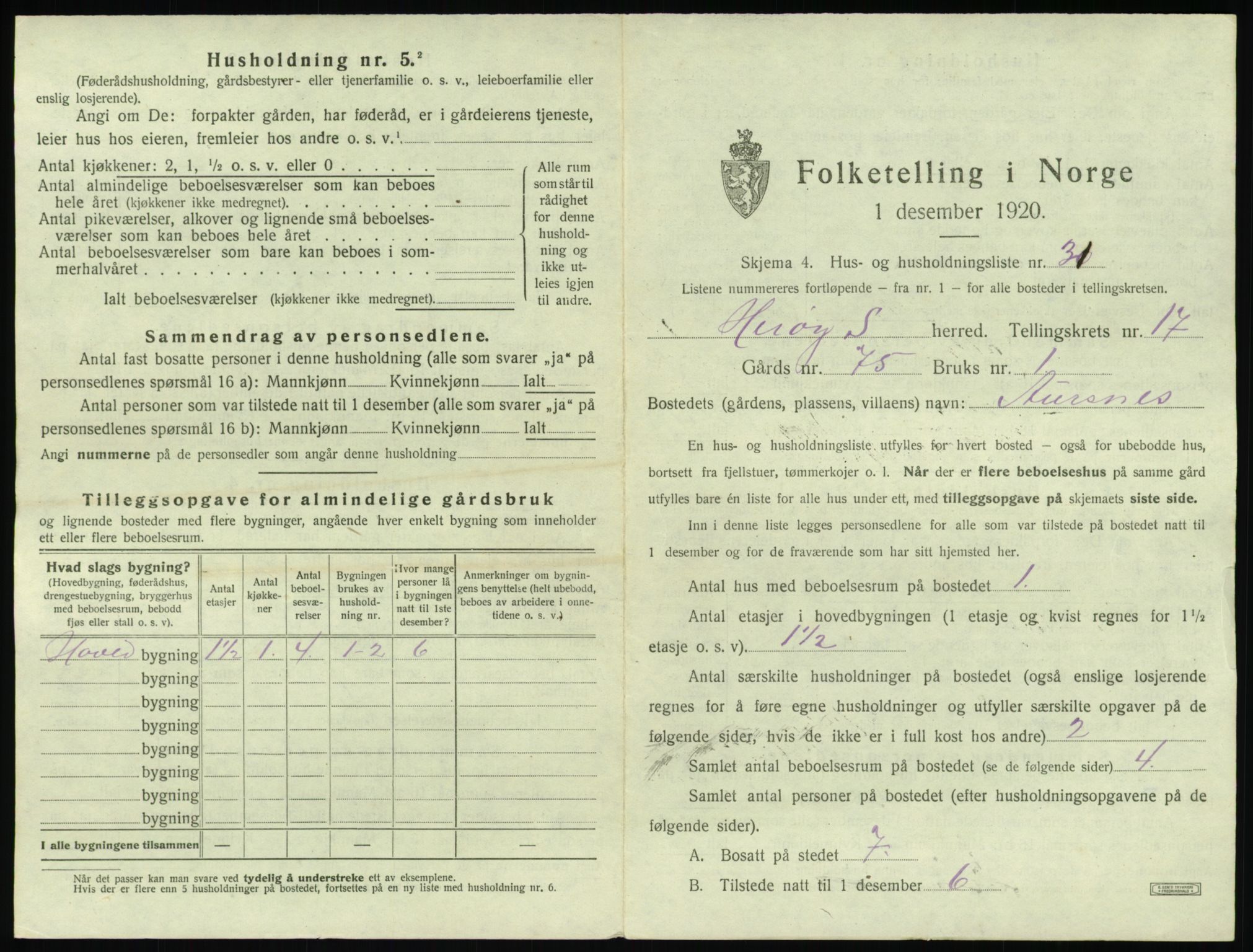 SAT, 1920 census for Herøy (MR), 1920, p. 1427