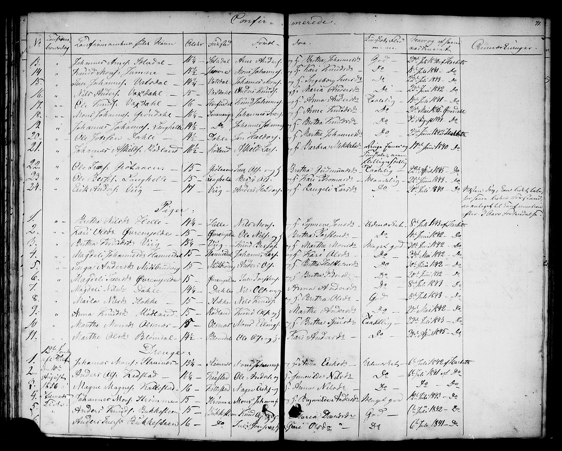 Haus sokneprestembete, AV/SAB-A-75601: Curate's parish register no. A 3, 1850-1867, p. 71