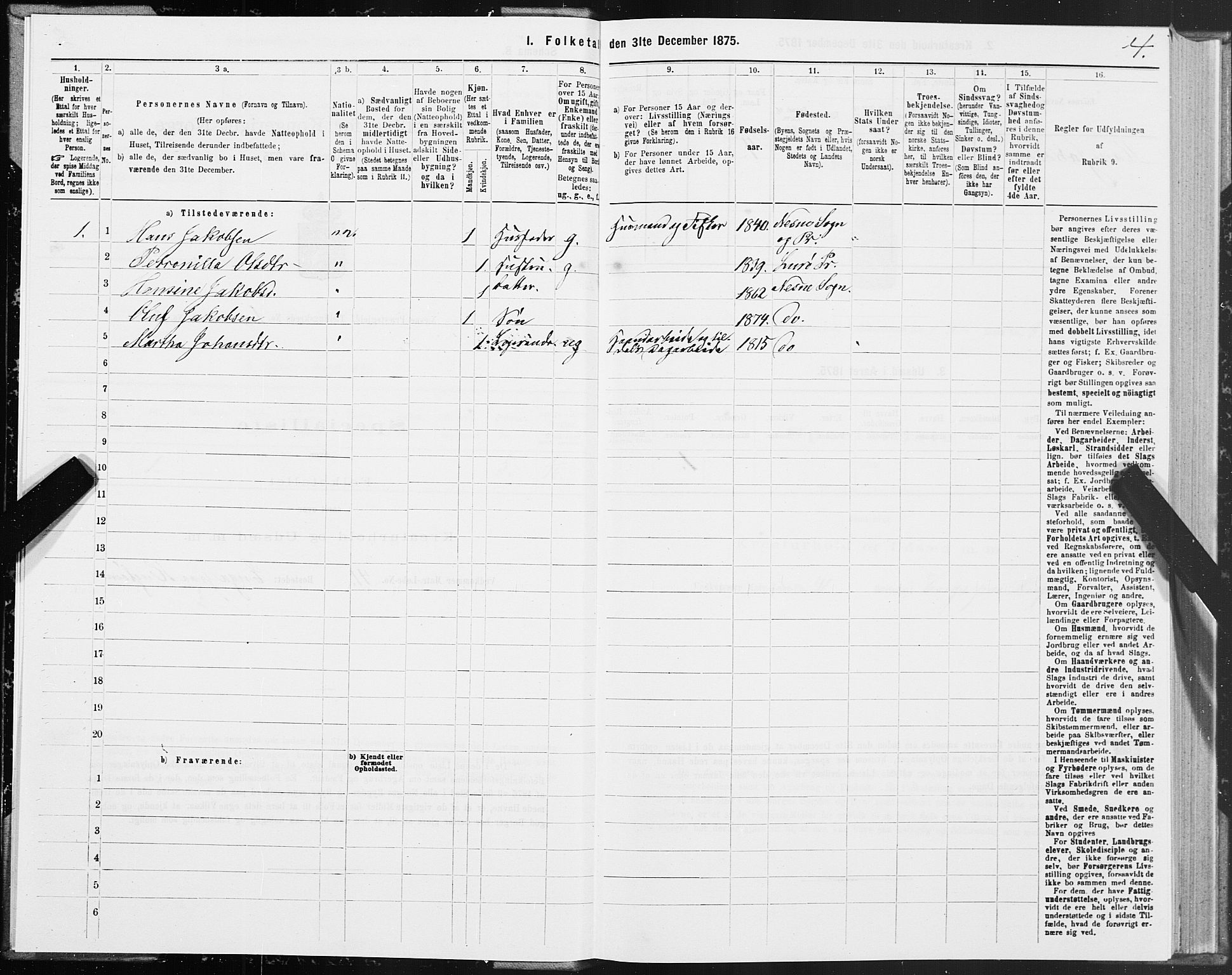 SAT, 1875 census for 1828P Nesna, 1875, p. 1004