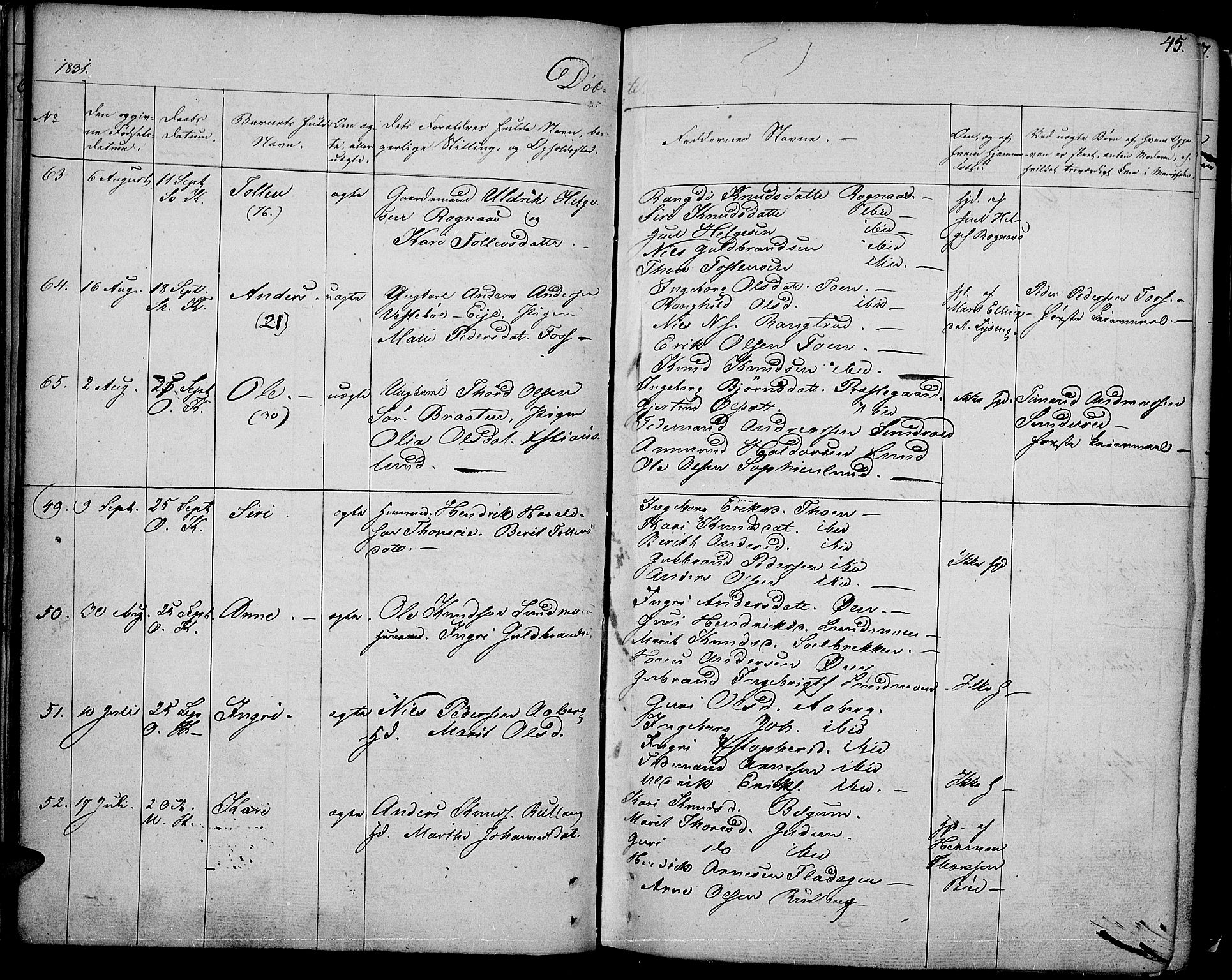 Nord-Aurdal prestekontor, AV/SAH-PREST-132/H/Ha/Haa/L0003: Parish register (official) no. 3, 1828-1841, p. 45