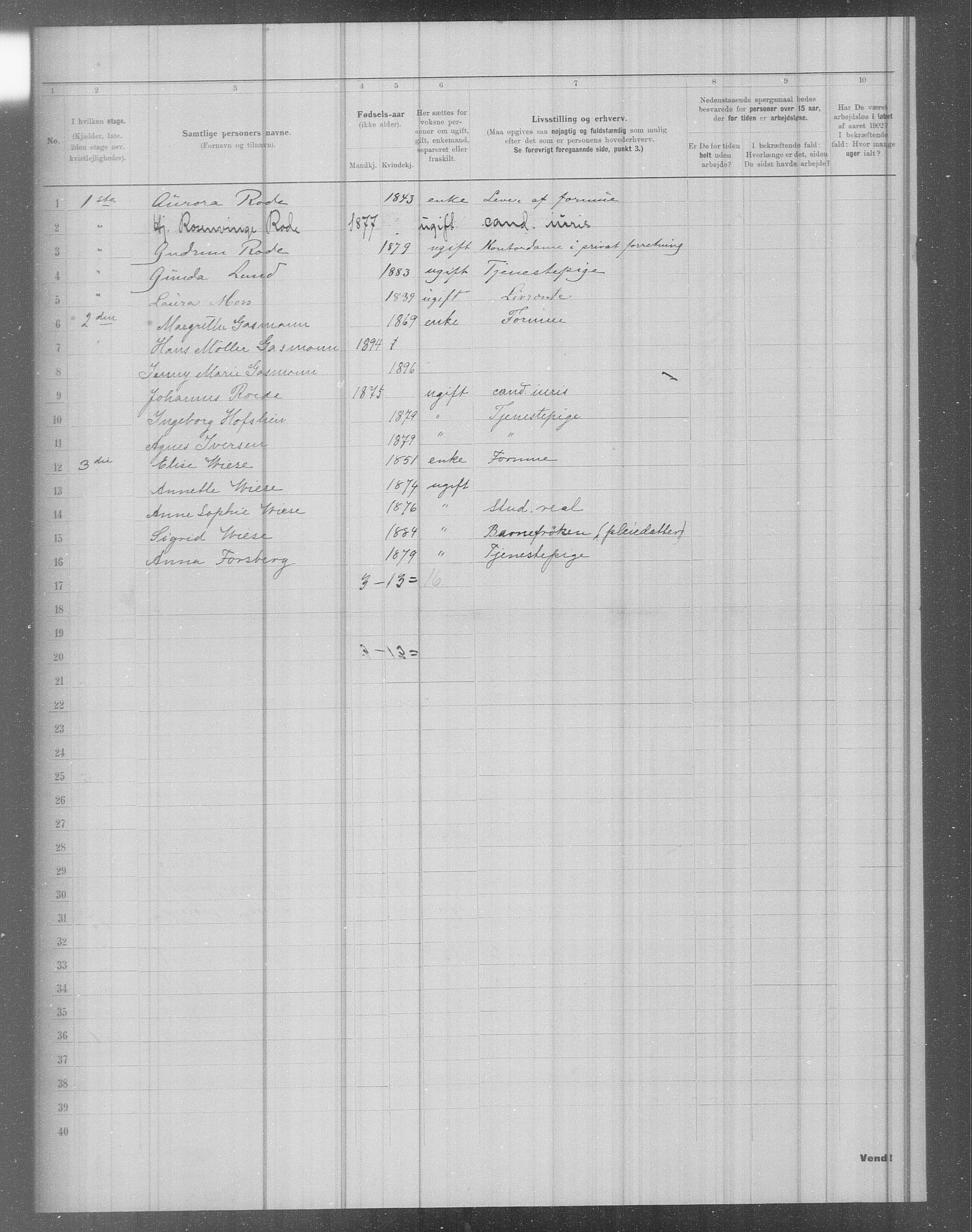 OBA, Municipal Census 1902 for Kristiania, 1902, p. 3562