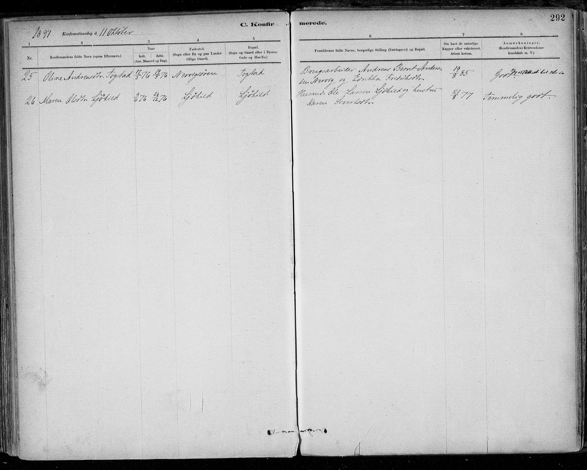 Ministerialprotokoller, klokkerbøker og fødselsregistre - Sør-Trøndelag, AV/SAT-A-1456/668/L0809: Parish register (official) no. 668A09, 1881-1895, p. 292