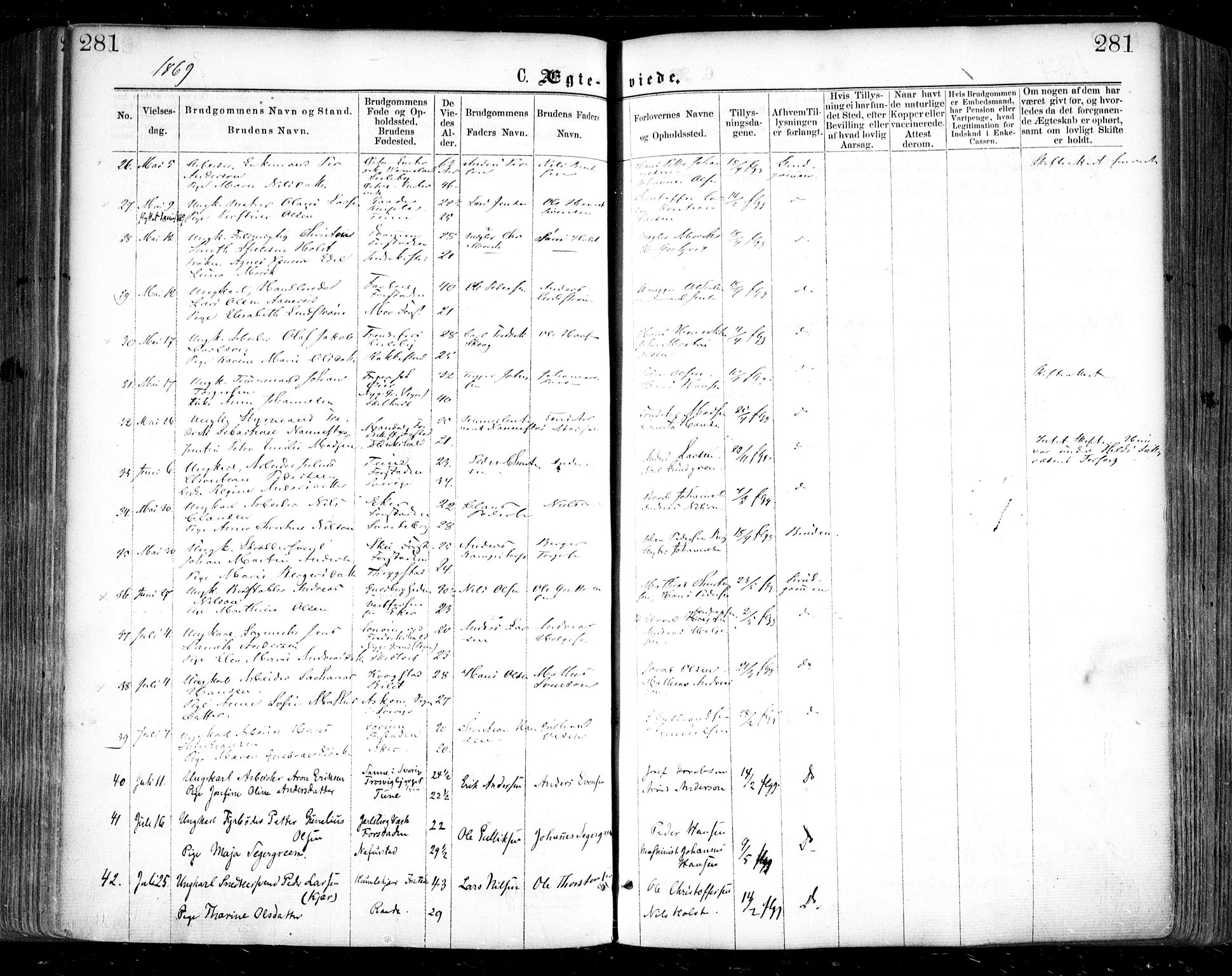 Glemmen prestekontor Kirkebøker, SAO/A-10908/F/Fa/L0008: Parish register (official) no. 8, 1862-1871, p. 281