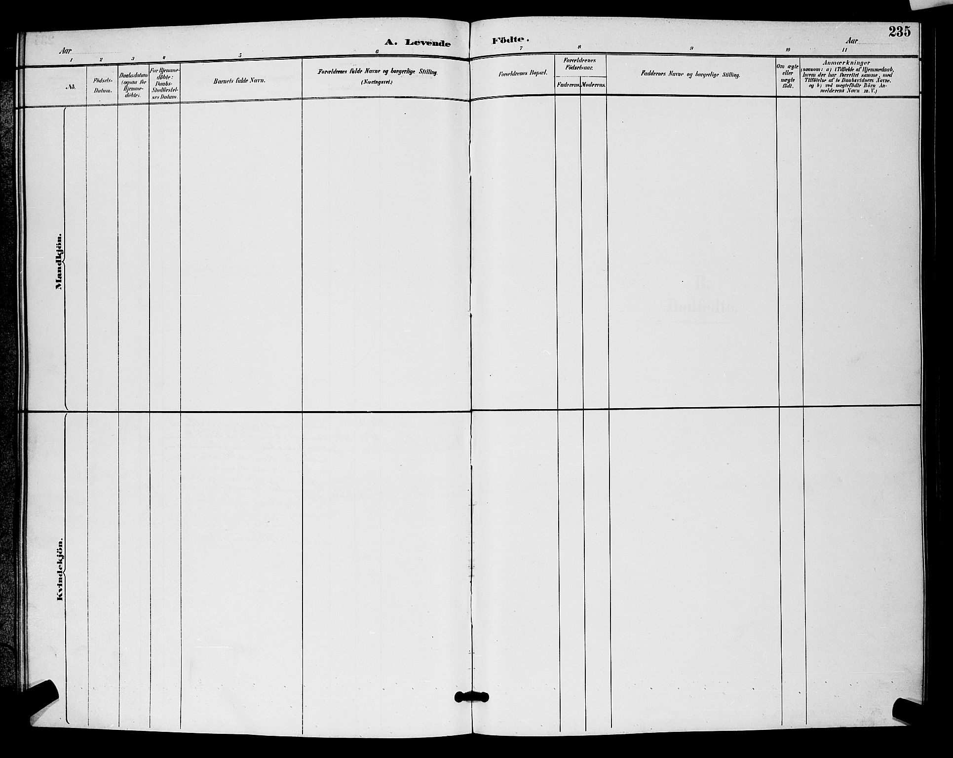 Moss prestekontor Kirkebøker, SAO/A-2003/G/Ga/L0006: Parish register (copy) no. I 6, 1889-1900, p. 235