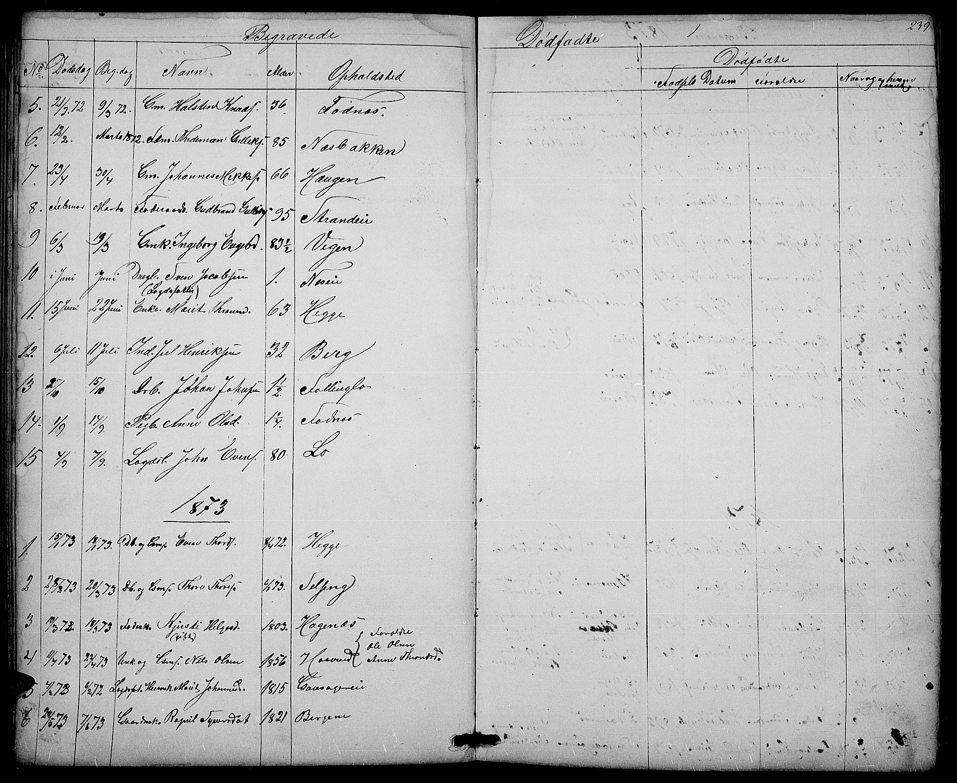 Nord-Aurdal prestekontor, SAH/PREST-132/H/Ha/Hab/L0003: Parish register (copy) no. 3, 1842-1882, p. 239