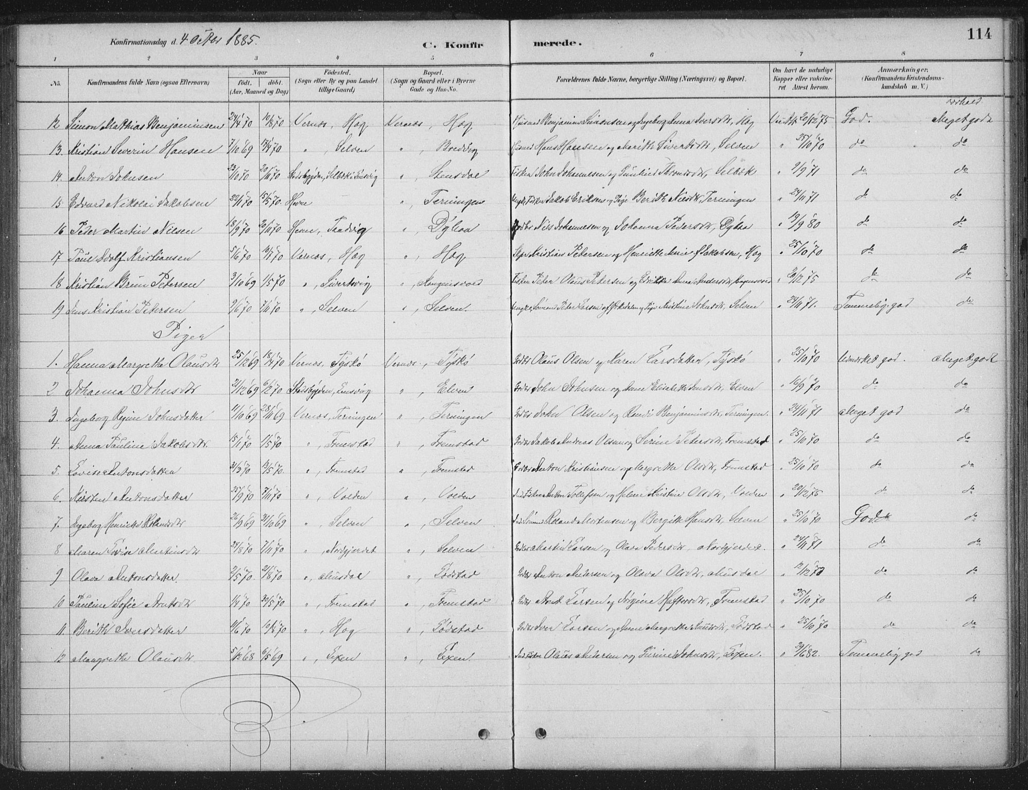 Ministerialprotokoller, klokkerbøker og fødselsregistre - Sør-Trøndelag, SAT/A-1456/662/L0755: Parish register (official) no. 662A01, 1879-1905, p. 114