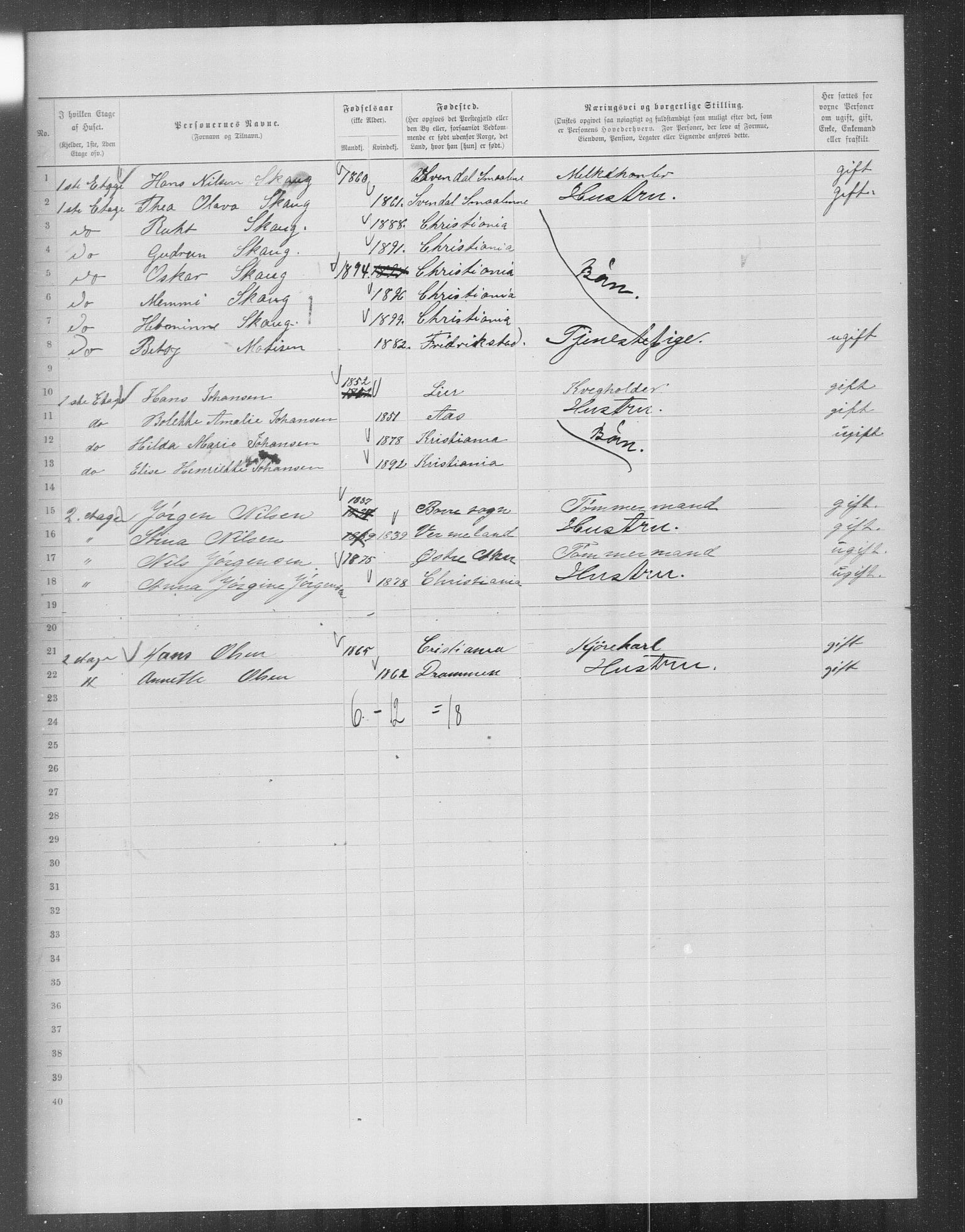 OBA, Municipal Census 1899 for Kristiania, 1899, p. 13512