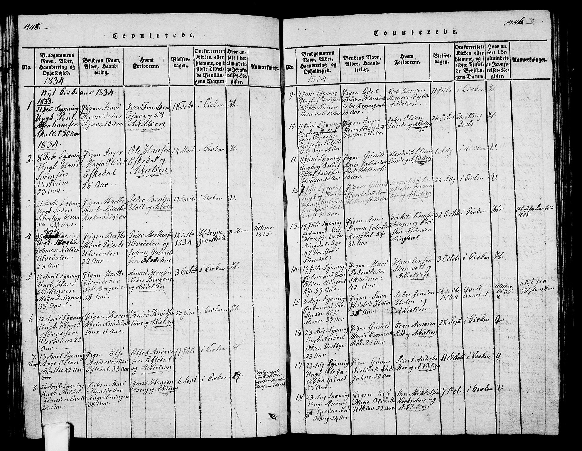 Hedrum kirkebøker, SAKO/A-344/G/Ga/L0003: Parish register (copy) no. I 3, 1817-1835, p. 445-446
