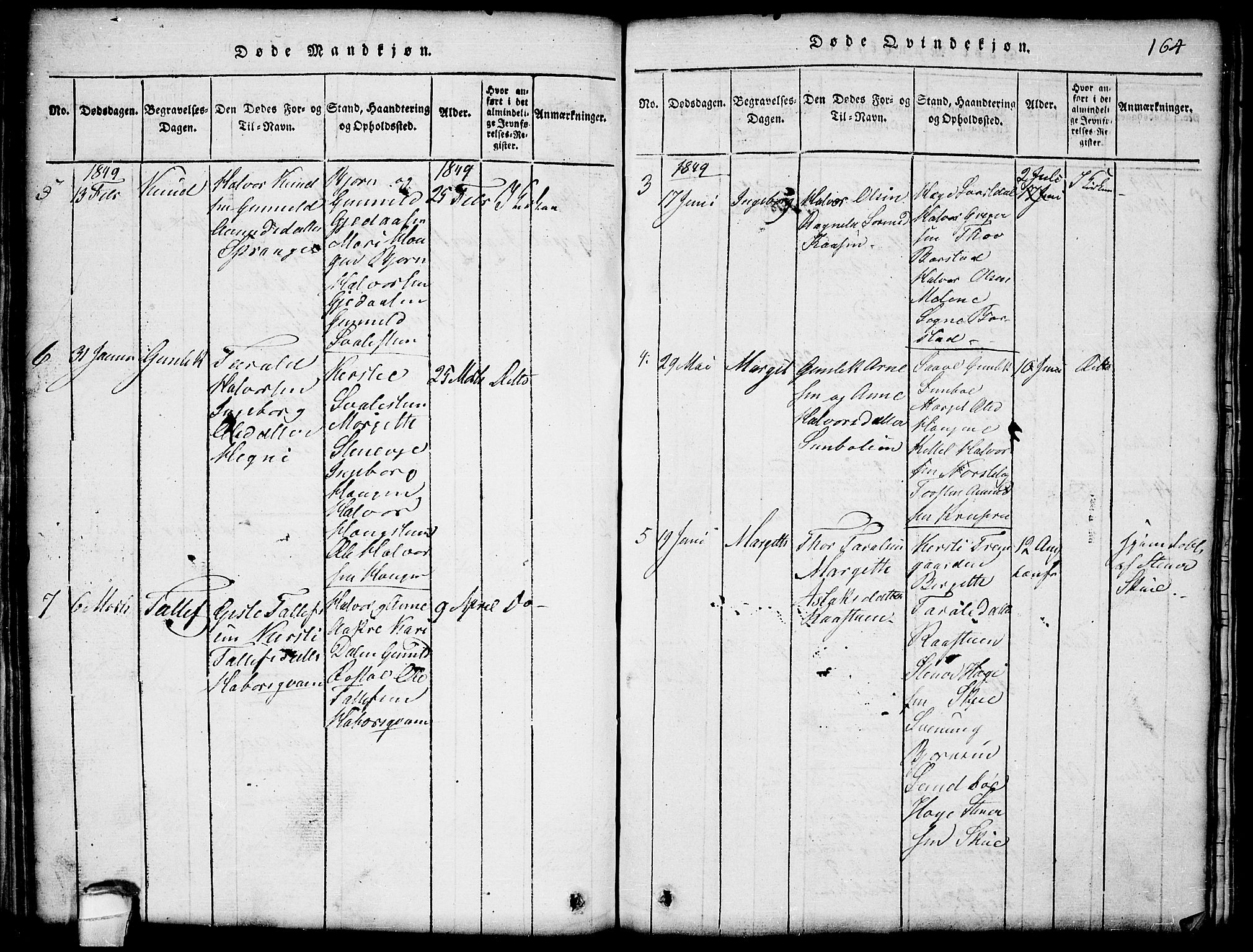 Seljord kirkebøker, SAKO/A-20/G/Gb/L0002: Parish register (copy) no. II 2, 1815-1854, p. 164