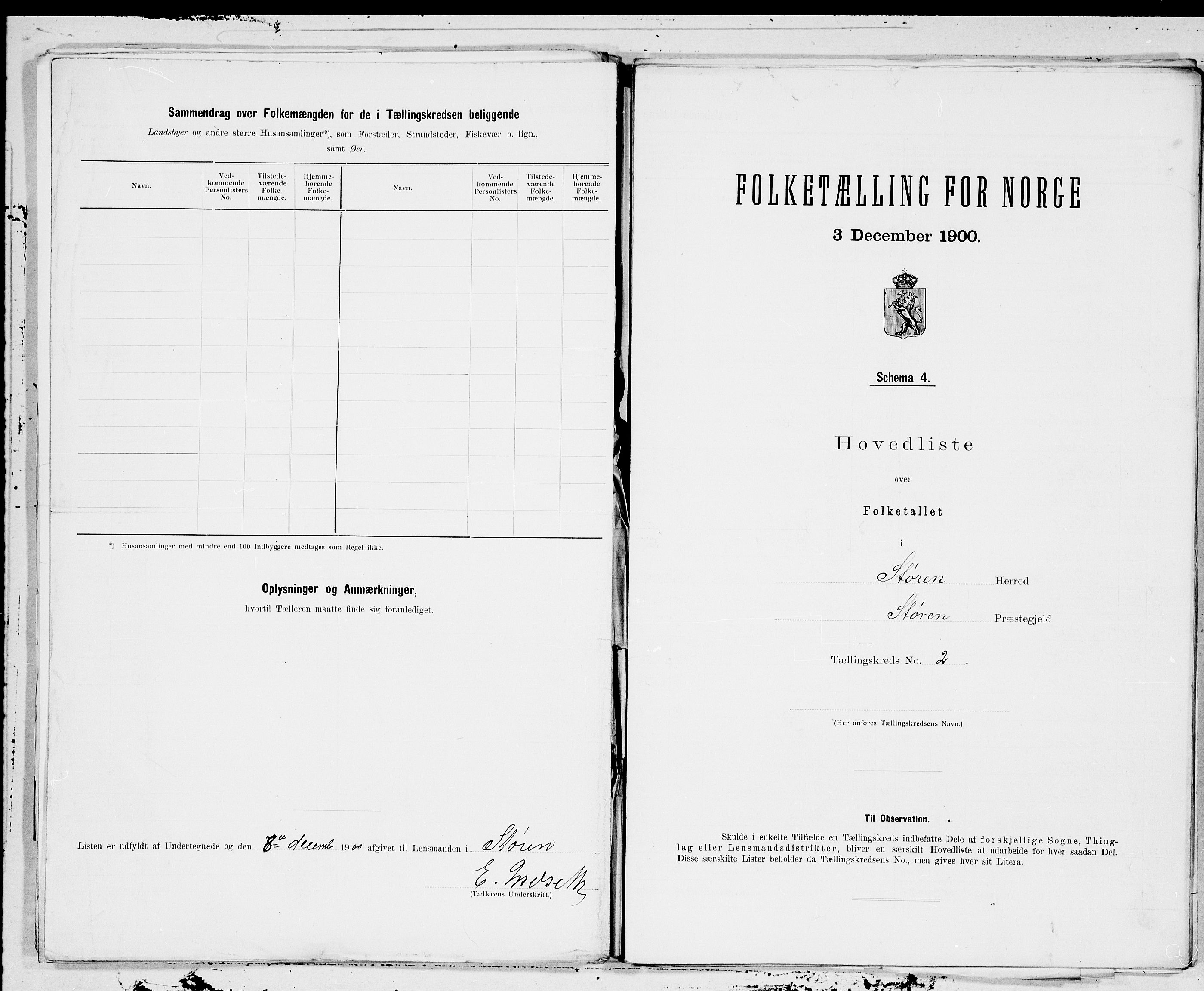 SAT, 1900 census for Støren, 1900, p. 4