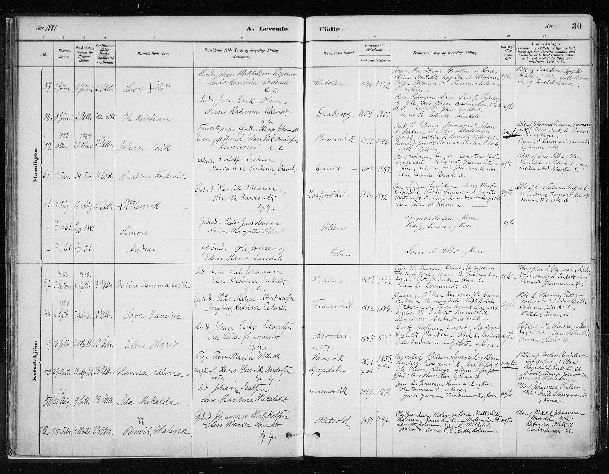 Lyngen sokneprestembete, SATØ/S-1289/H/He/Hea/L0007kirke: Parish register (official) no. 7, 1879-1890, p. 30