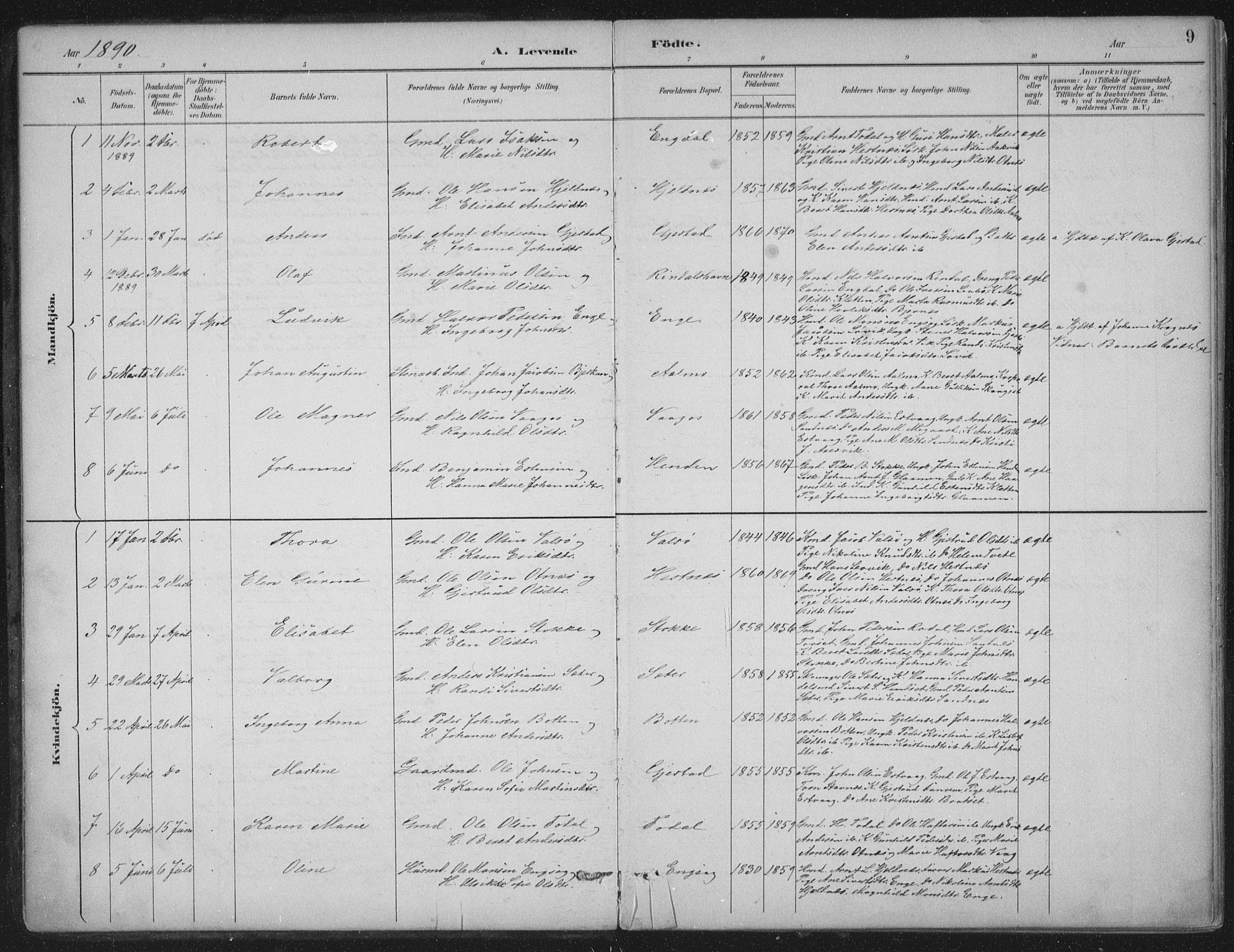 Ministerialprotokoller, klokkerbøker og fødselsregistre - Møre og Romsdal, AV/SAT-A-1454/580/L0925: Parish register (official) no. 580A02, 1888-1913, p. 9