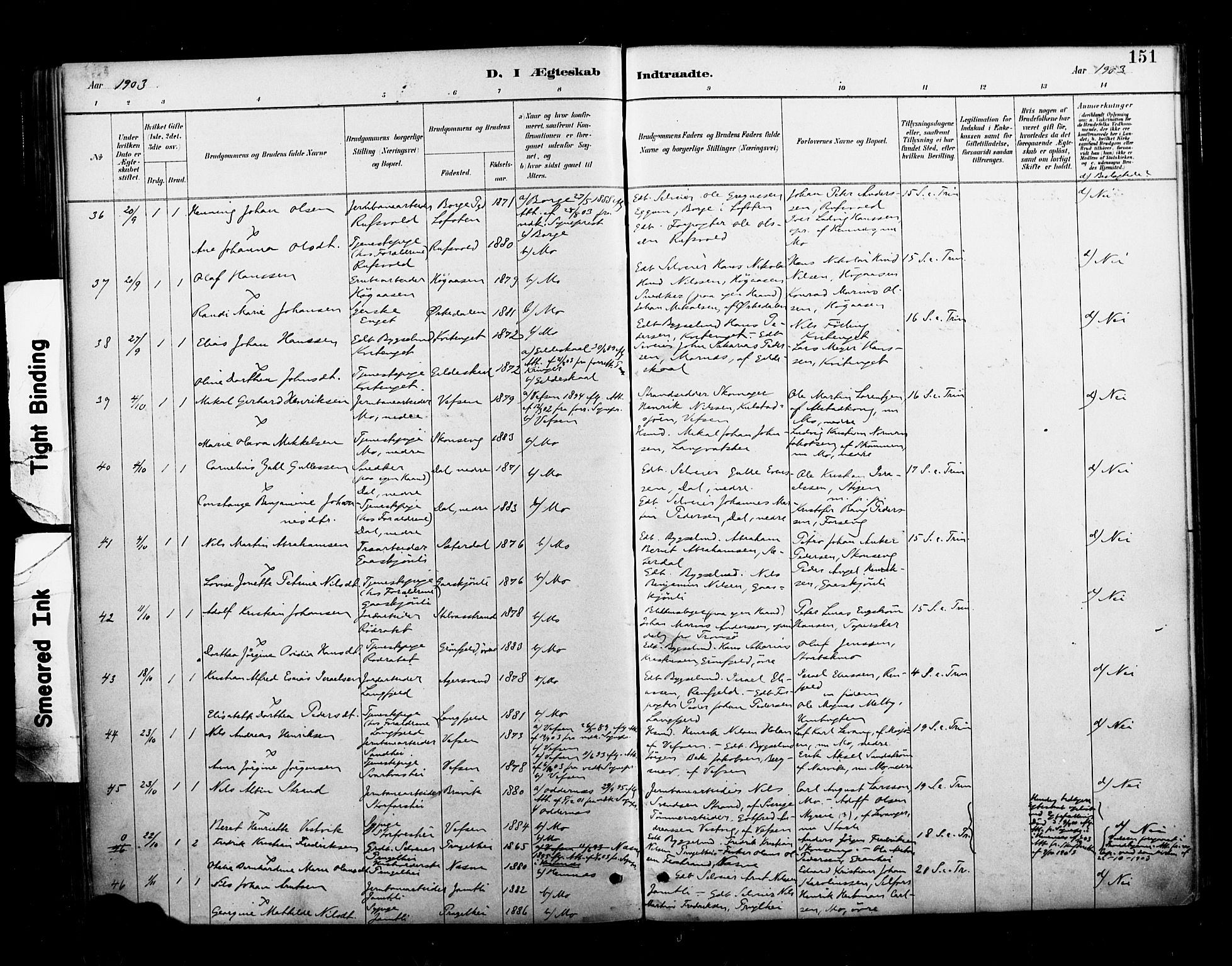 Ministerialprotokoller, klokkerbøker og fødselsregistre - Nordland, AV/SAT-A-1459/827/L0401: Parish register (official) no. 827A13, 1887-1905, p. 151