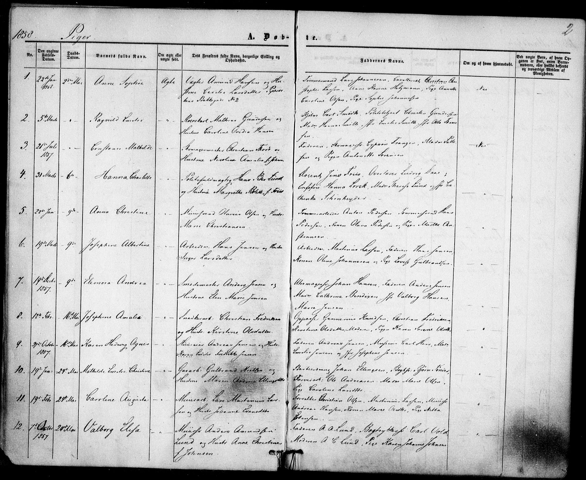 Trefoldighet prestekontor Kirkebøker, AV/SAO-A-10882/F/Fa/L0001: Parish register (official) no. I 1, 1858-1863, p. 2