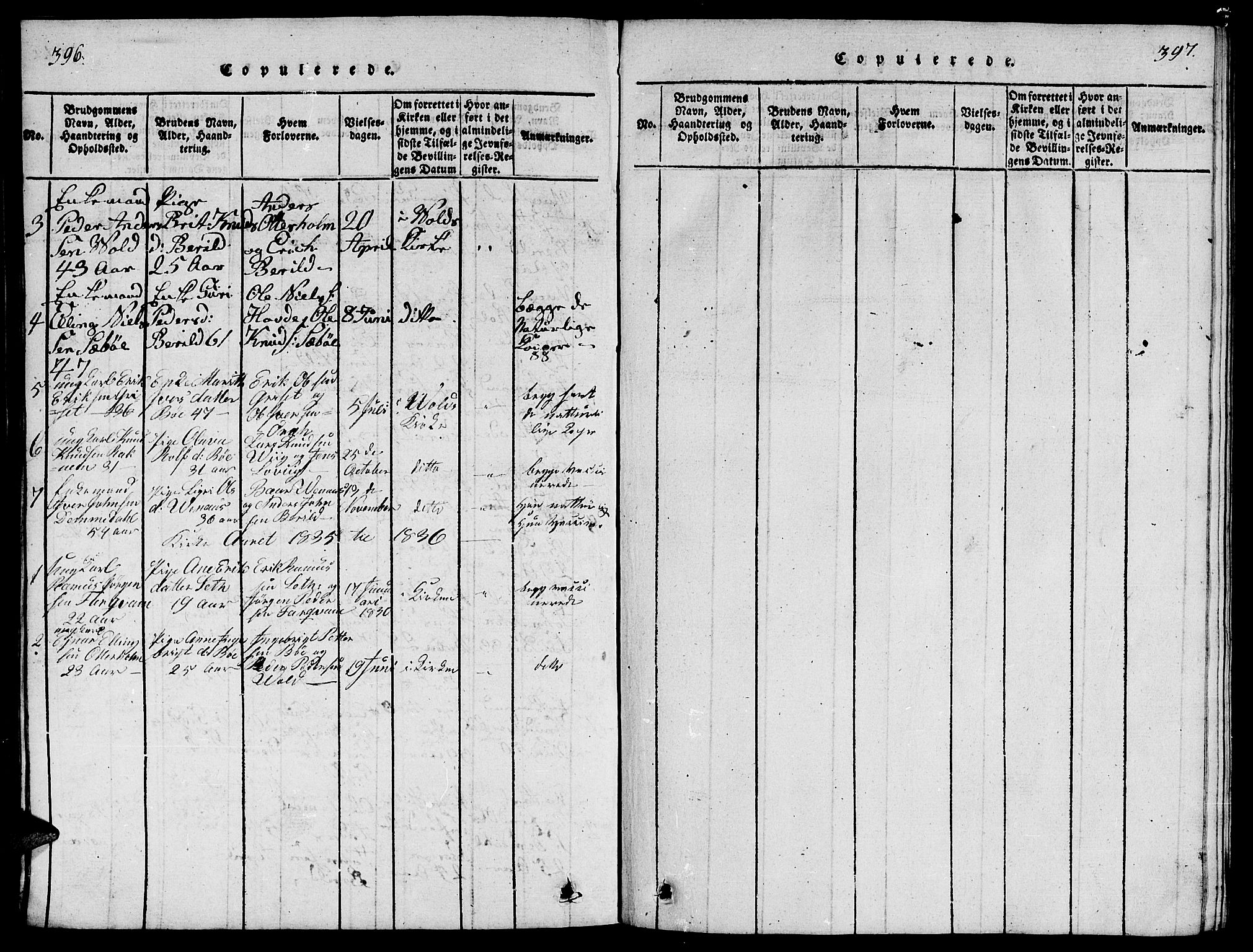 Ministerialprotokoller, klokkerbøker og fødselsregistre - Møre og Romsdal, SAT/A-1454/543/L0563: Parish register (copy) no. 543C01, 1818-1836, p. 396-397