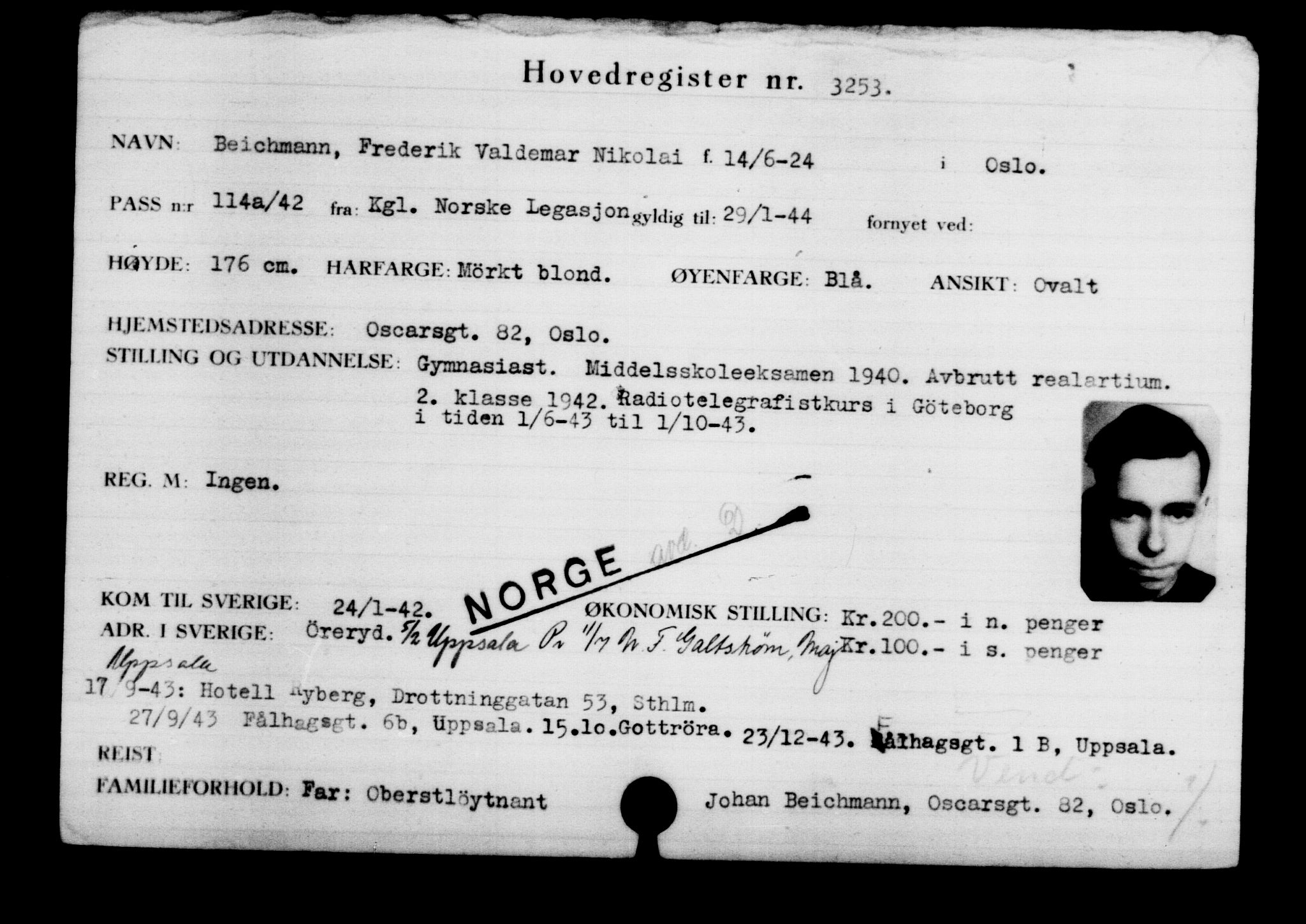 Den Kgl. Norske Legasjons Flyktningskontor, AV/RA-S-6753/V/Va/L0003: Kjesäterkartoteket.  Flyktningenr. 2001-3495, 1940-1945, p. 1720