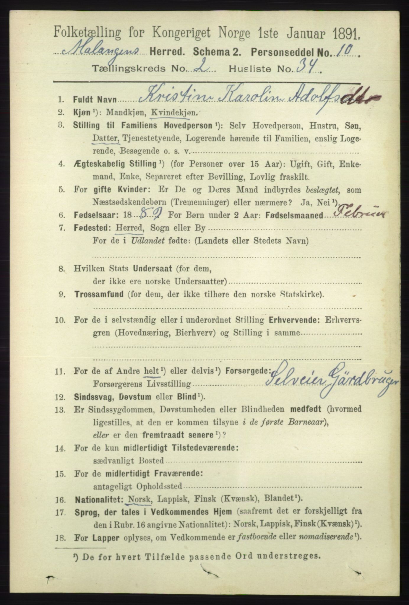 RA, 1891 census for 1932 Malangen, 1891, p. 683