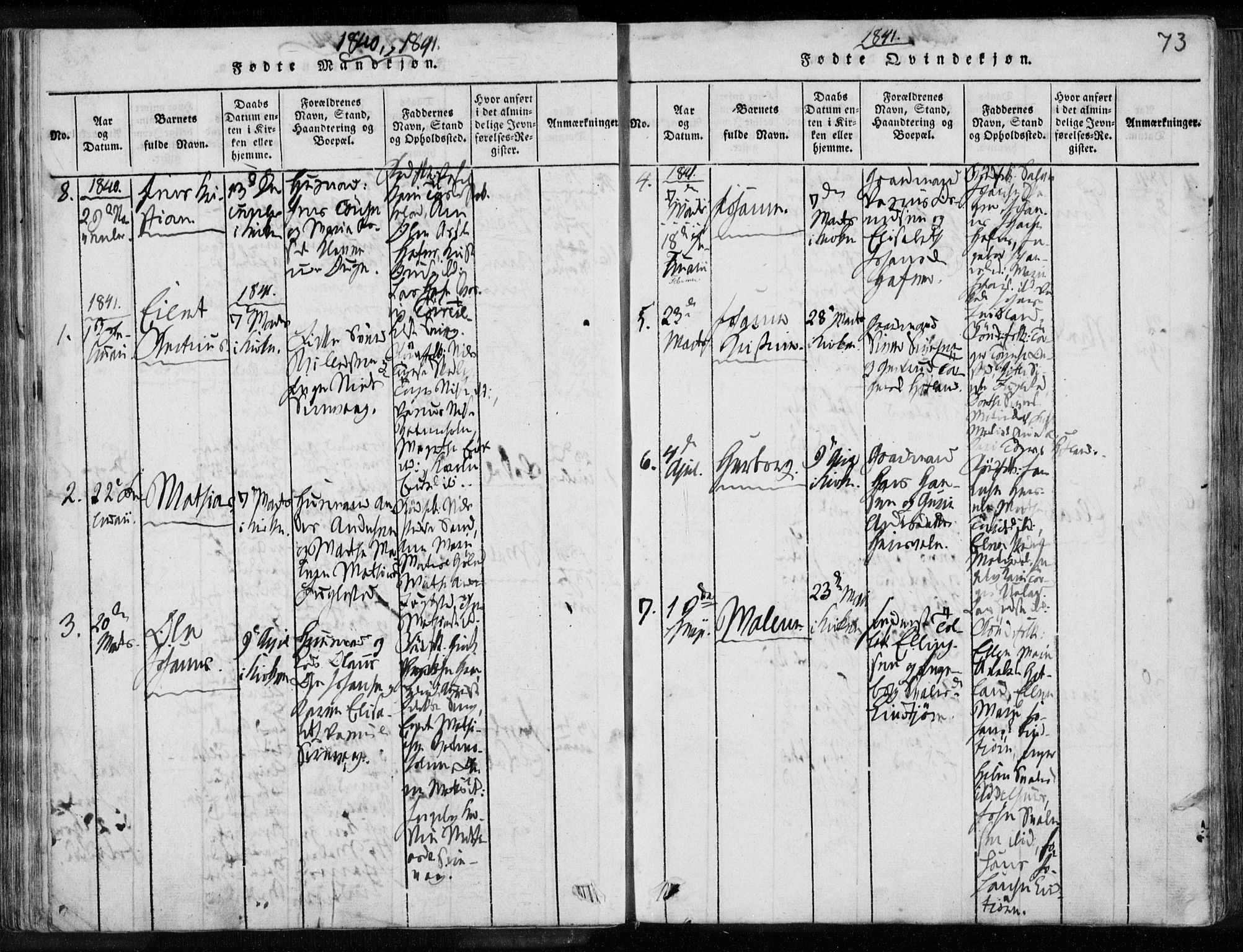 Eigersund sokneprestkontor, AV/SAST-A-101807/S08/L0008: Parish register (official) no. A 8, 1816-1847, p. 73