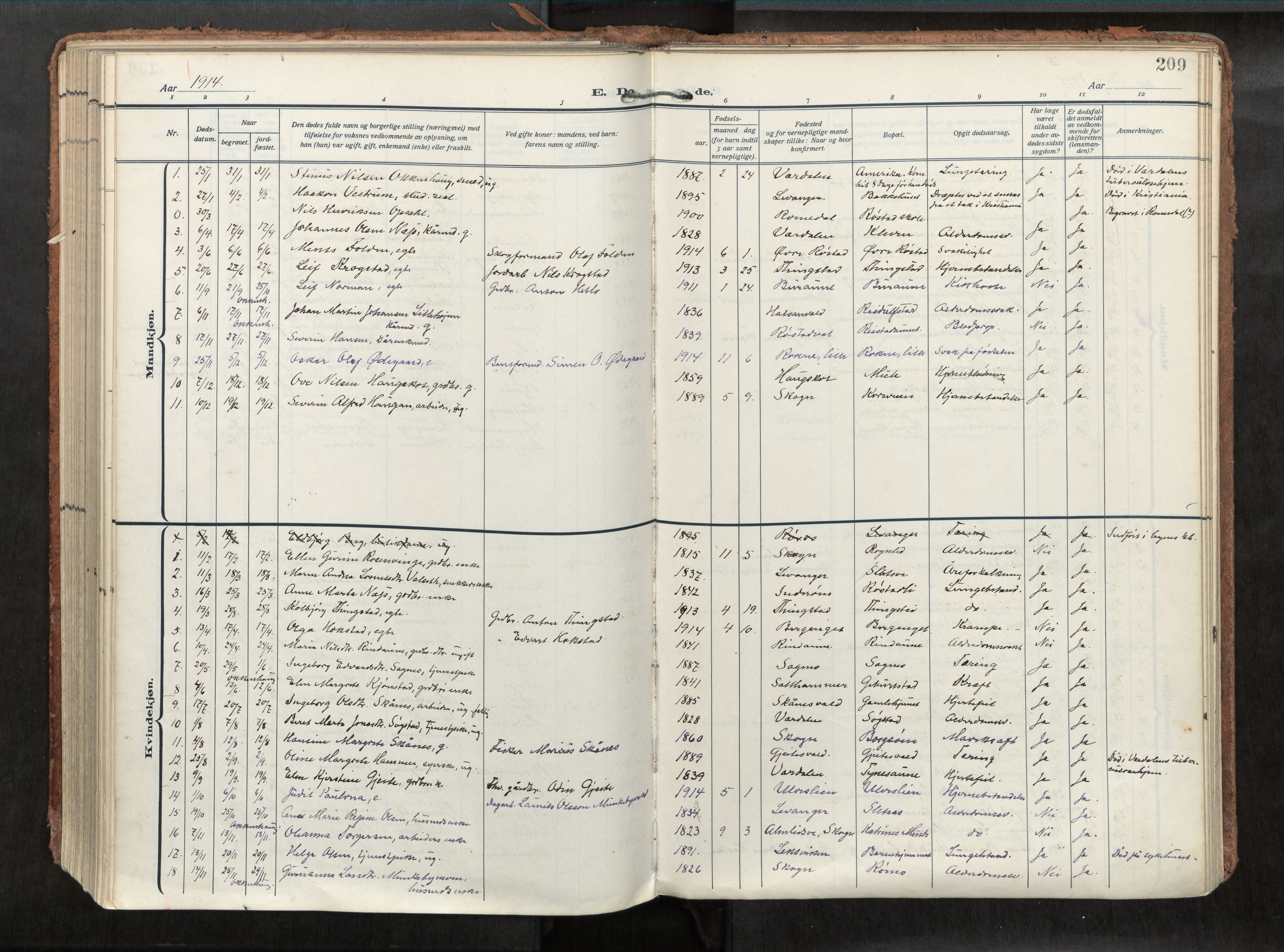 Levanger sokneprestkontor, AV/SAT-A-1301/2/H/Haa/L0002: Parish register (official) no. 2, 1912-1935, p. 209